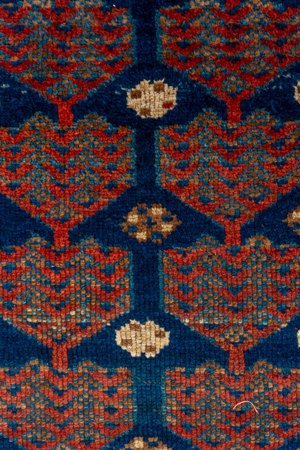 5' x 8' one-of-a-kind handmade vintage Kurd medium size rug. Color palette: brown, gray, red, blue, pink, dim gray