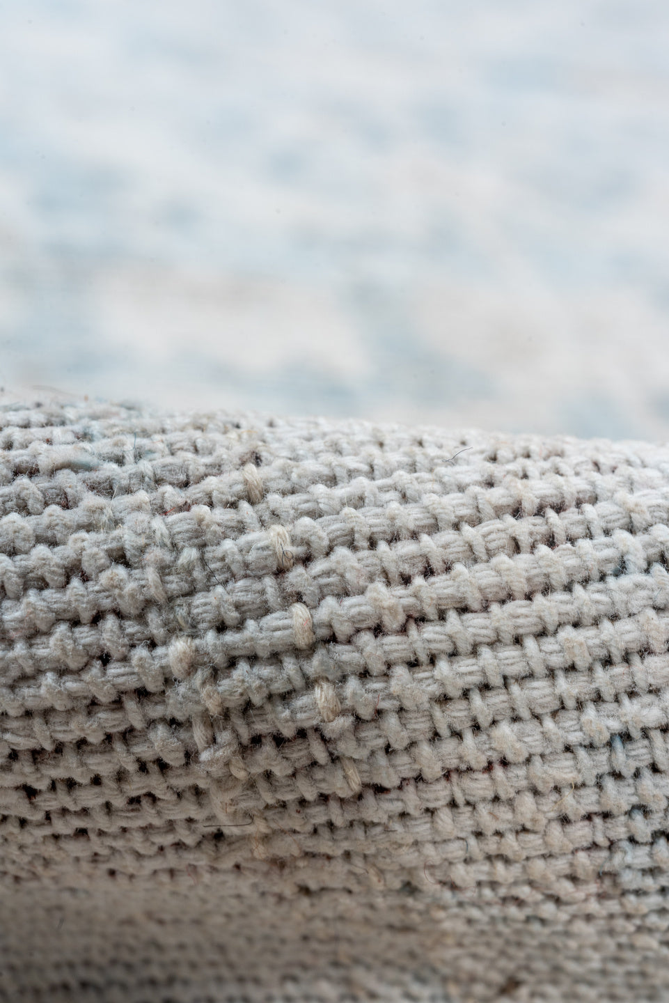 3' x 12' one-of-a-kind handmade vintage Malayer runner rug. Color palette: gray, light gray, off-white, light blue, silver