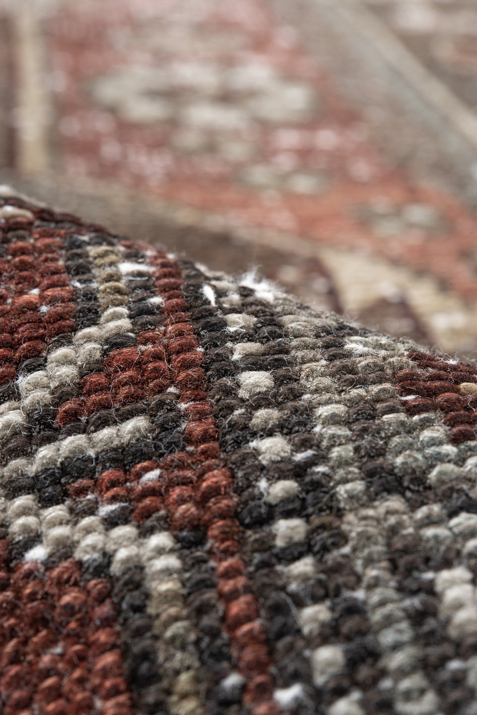 4' x 6' one-of-a-kind handmade vintage Malayer small size rug. Color palette: gray, black, brown, light gray, off-white