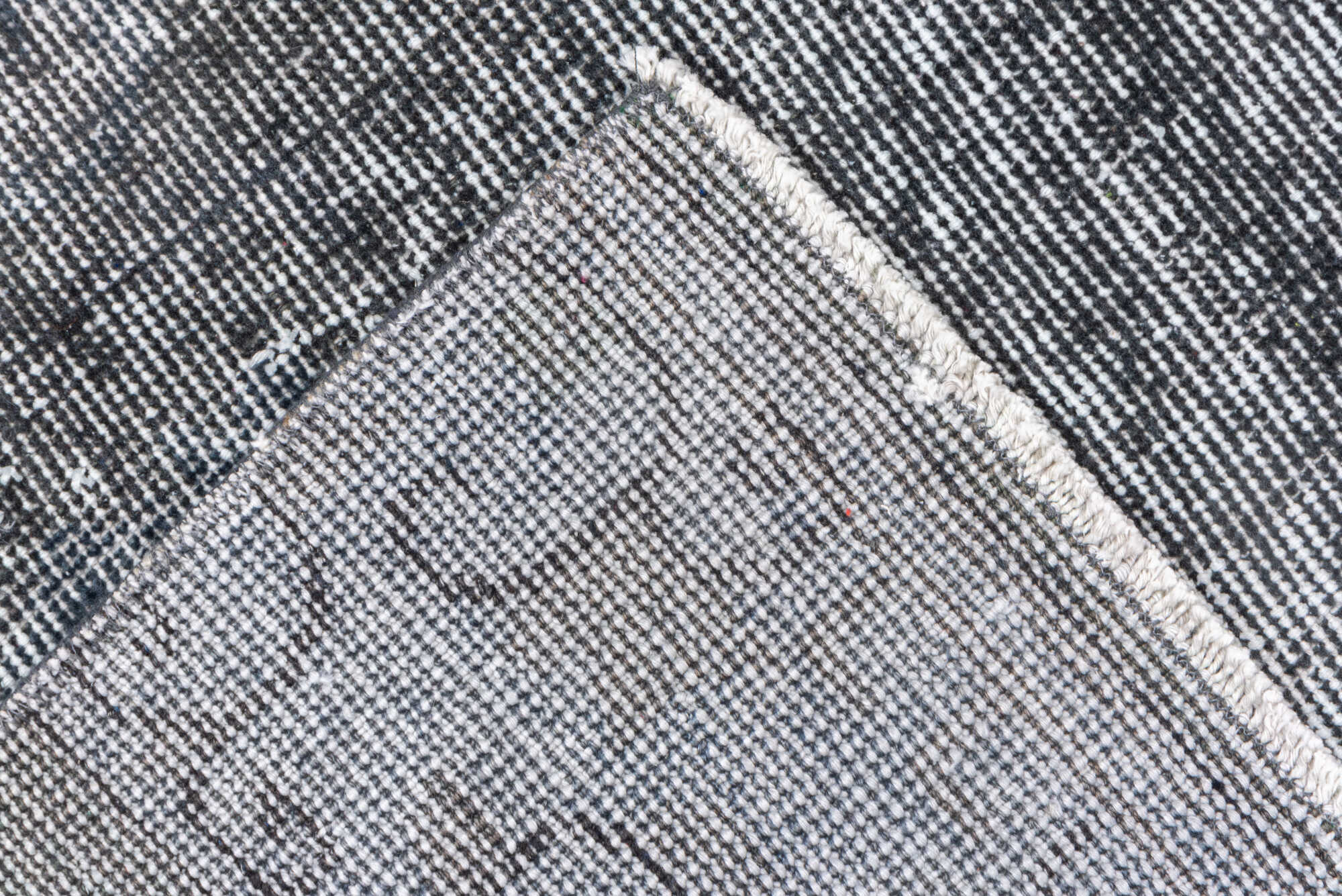 2' x 10' one-of-a-kind handmade vintage Overdyed runner rug. Color palette: black, charcoal, dark gray, dim gray, gray