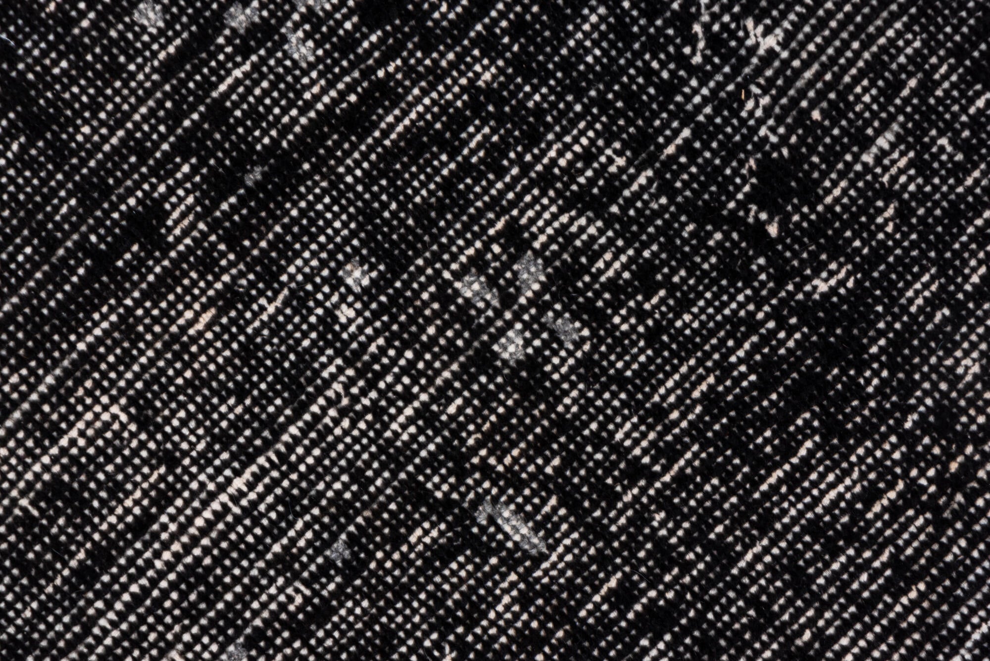 4' x 6' one-of-a-kind handmade vintage Overdyed small size rug. Color palette: gray, black, light gray, off-white, charcoal