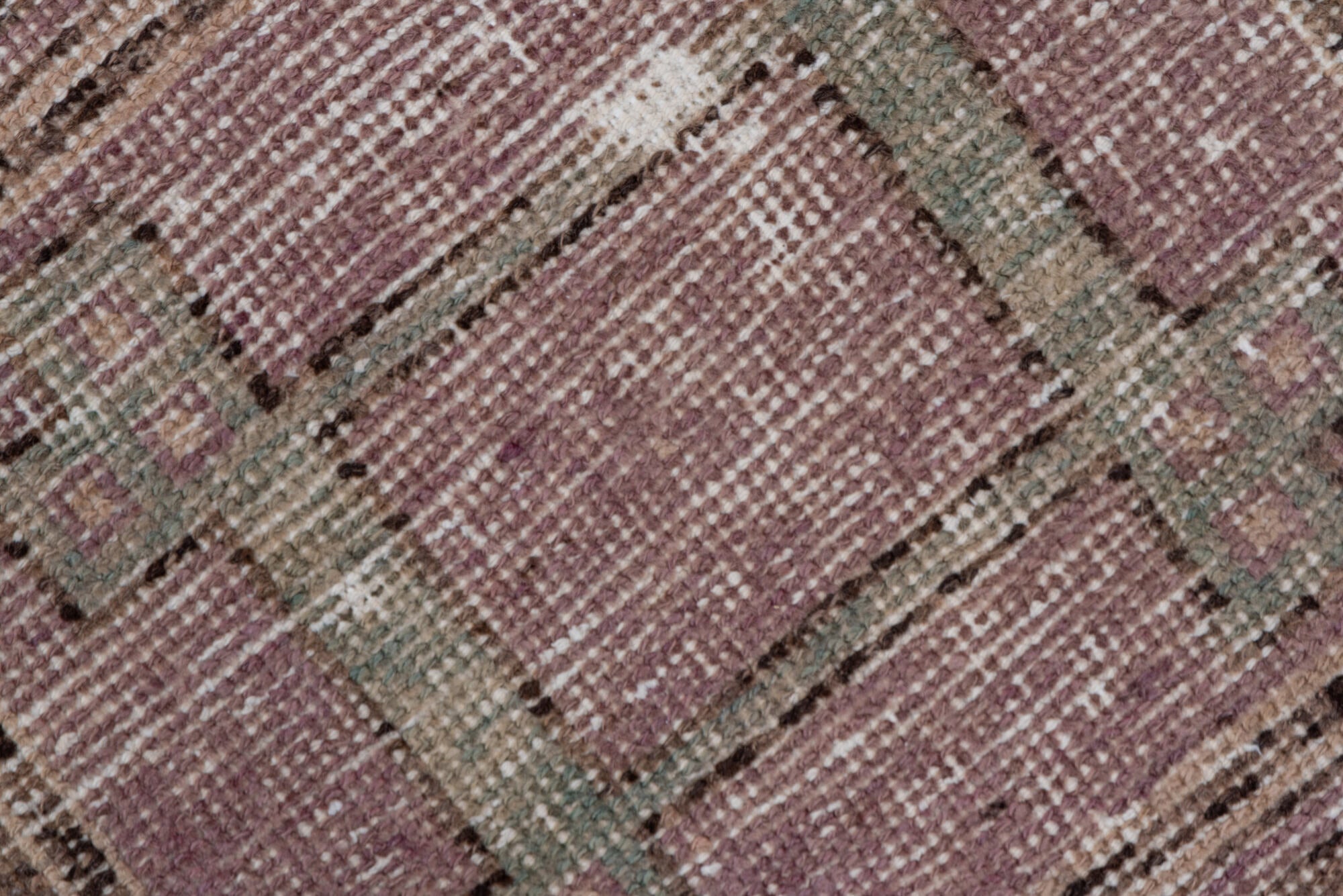 2' x 11' one-of-a-kind handmade vintage Oushak runner rug. Color palette: brown, gray, light gray, off-white, pink, snow