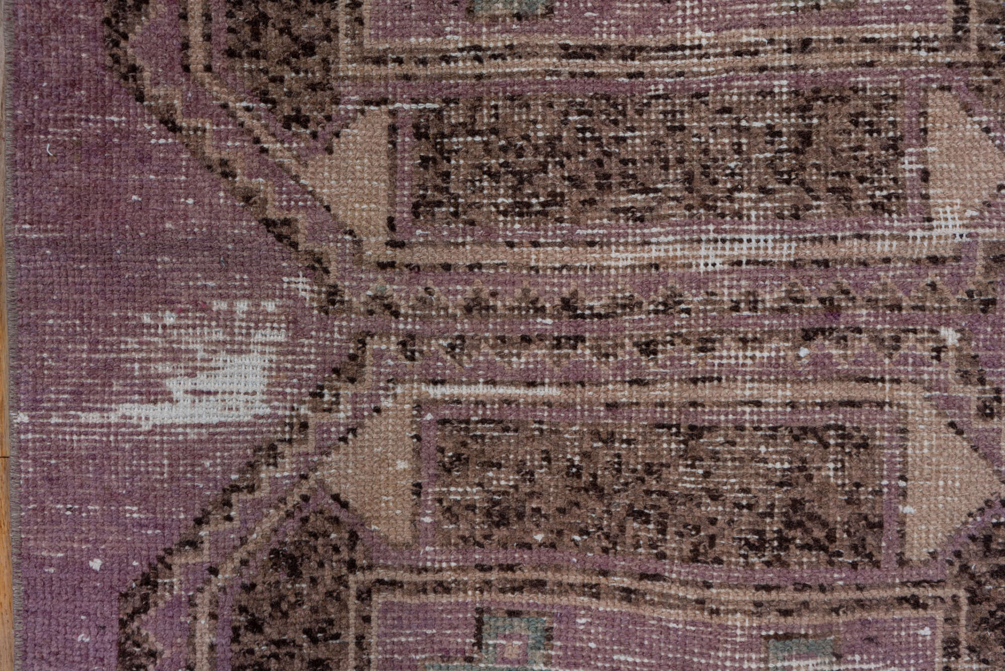 2' x 11' one-of-a-kind handmade vintage Oushak runner rug. Color palette: brown, gray, light gray, off-white, pink, snow
