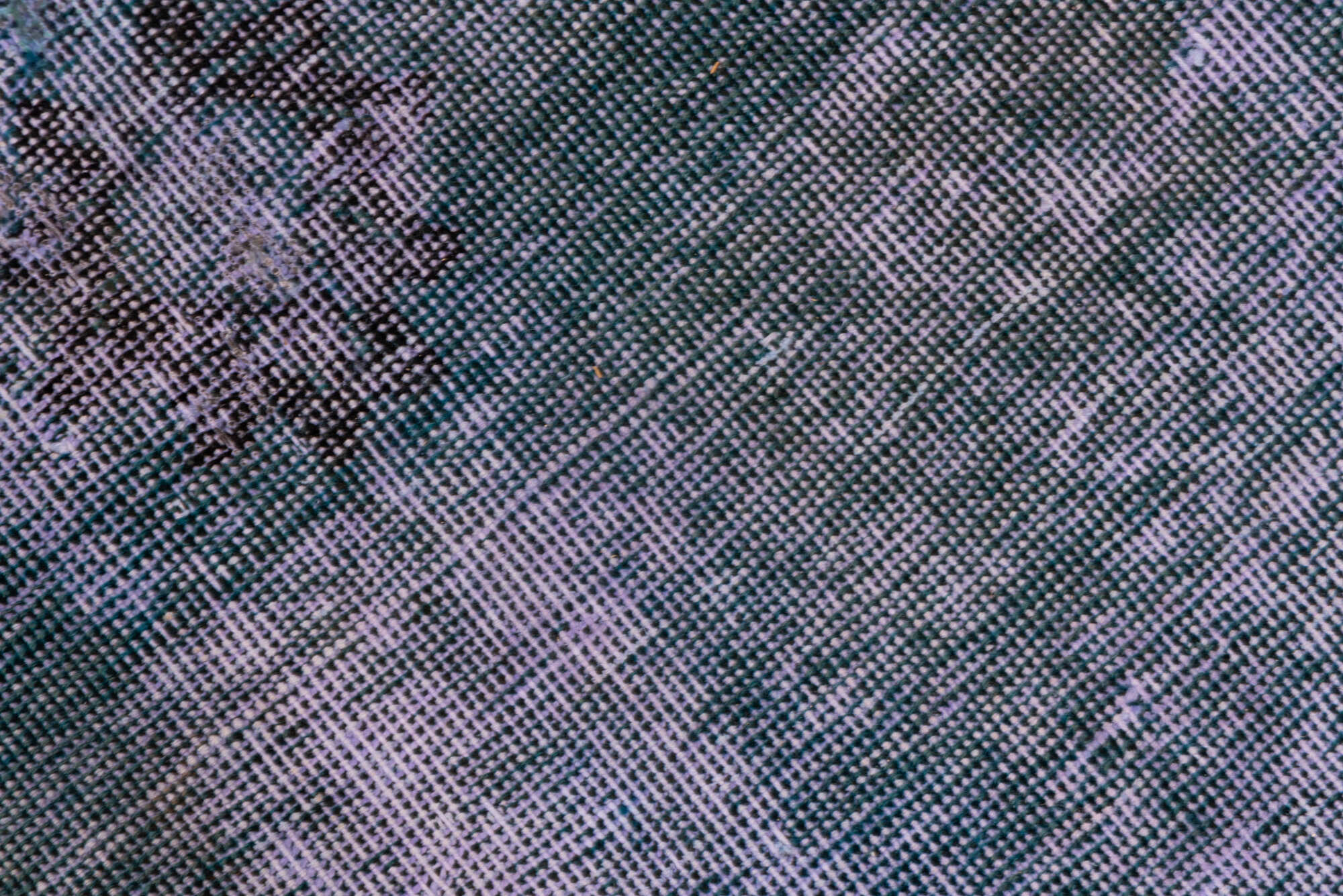 9' x 12' one-of-a-kind handmade vintage Overdyed large size rug. Color palette: blue, gray, light blue, light steel blue