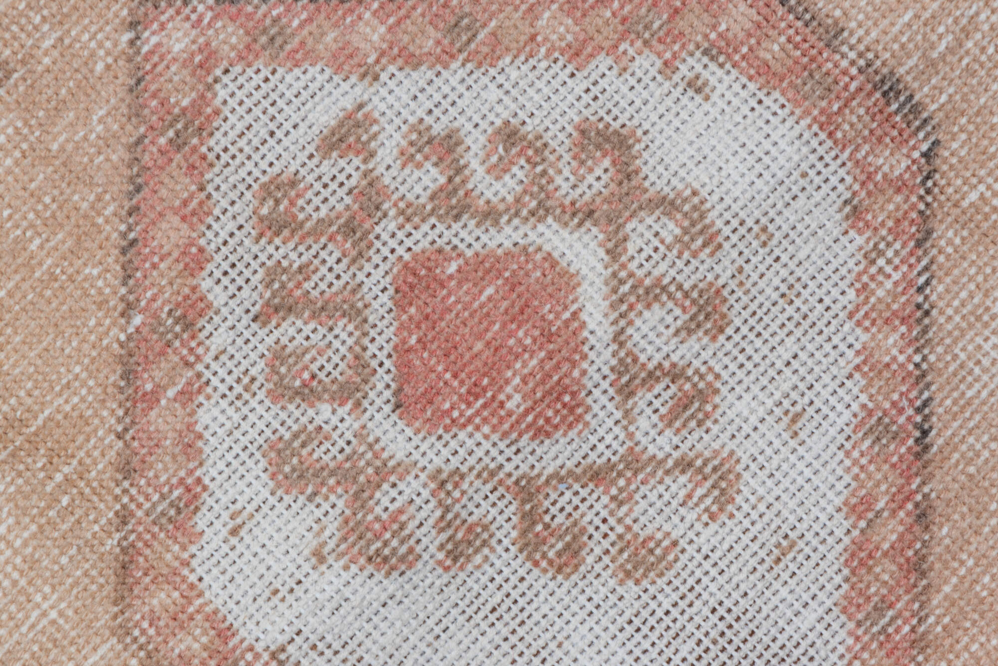 2' x 12' one-of-a-kind handmade vintage Oushak runner rug. Color palette: brown, gainsboro, gray, lavender blush, light gray