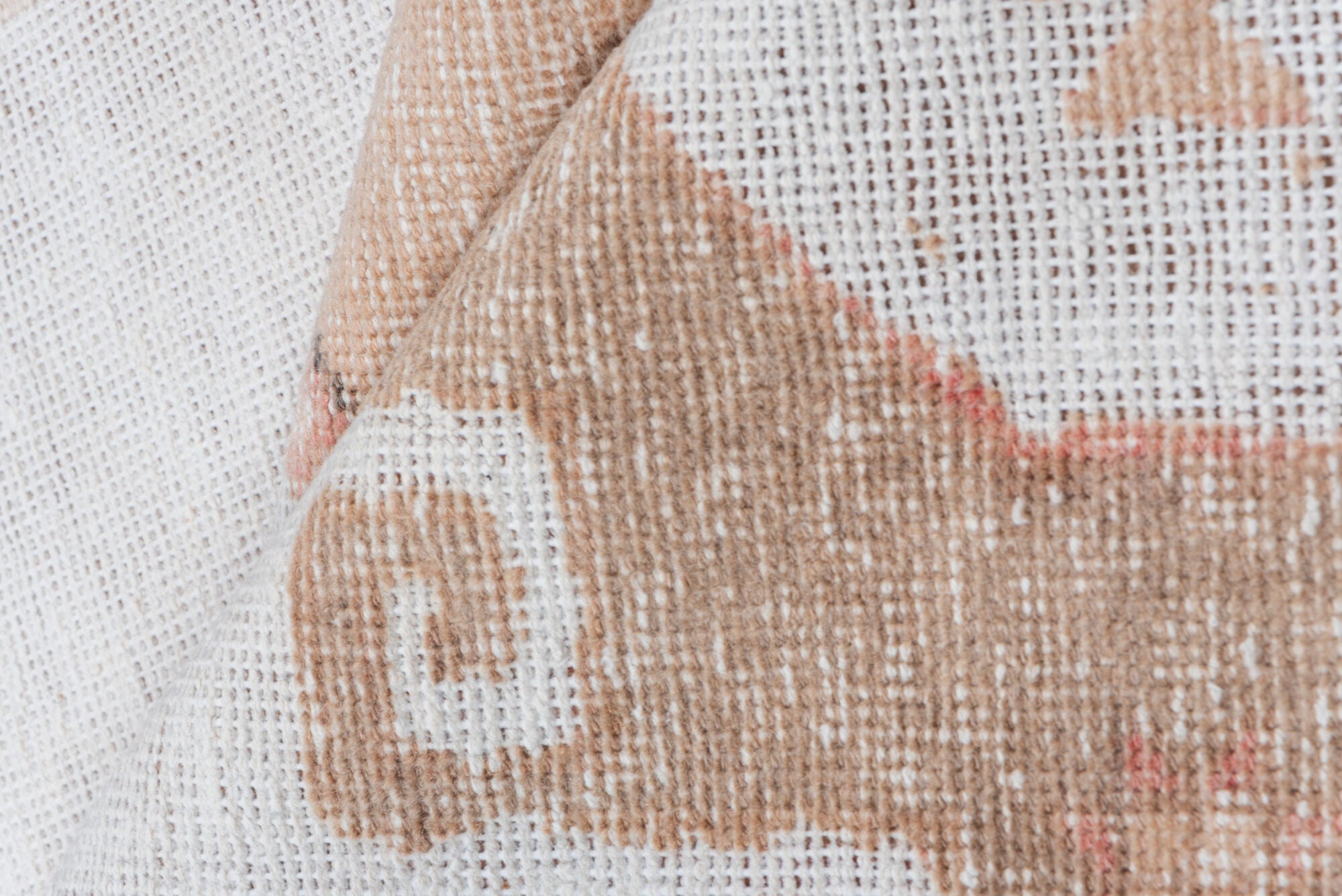 2' x 12' one-of-a-kind handmade vintage Oushak runner rug. Color palette: brown, gainsboro, gray, lavender blush, light gray