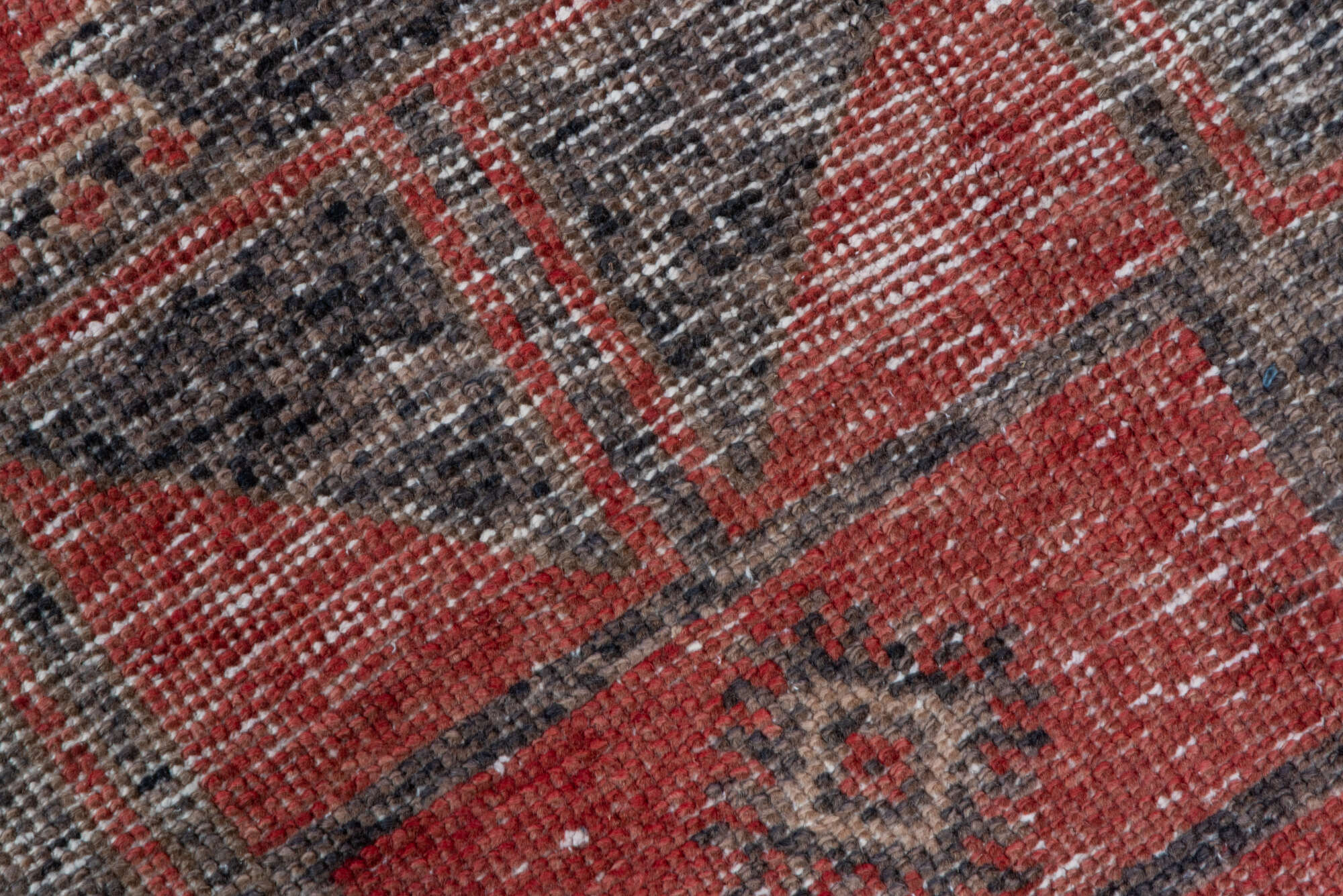 3' x 12' one-of-a-kind handmade vintage Oushak runner rug. Color palette: brown, gray, pink, red