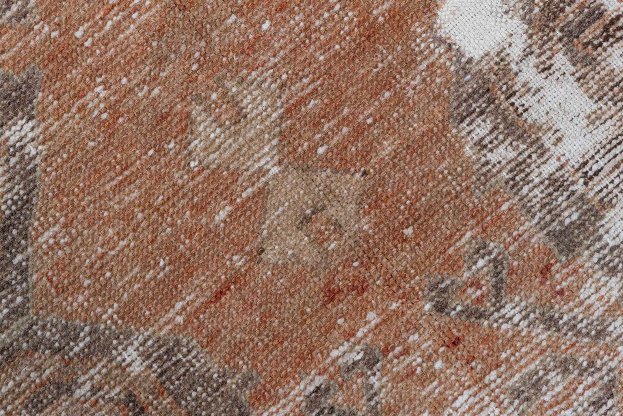 3' x 15' one-of-a-kind handmade vintage Oushak runner rug. Color palette: brown, pink, light gray, off-white, gray, orange