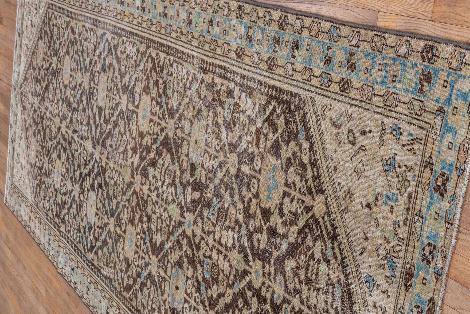4' x 11' one-of-a-kind handmade vintage Malayer runner rug. Color palette: dark gray, gray, light gray, light slate gray