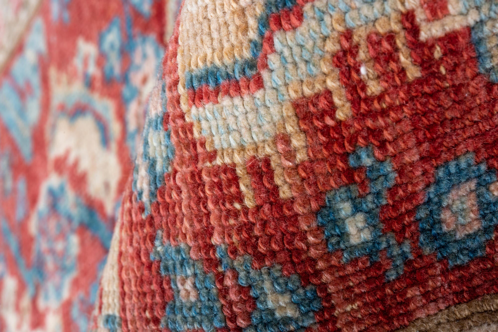 3' x 13' one-of-a-kind handmade vintage Bidjar runner rug. Color palette: gray, brown, red, pink, blue