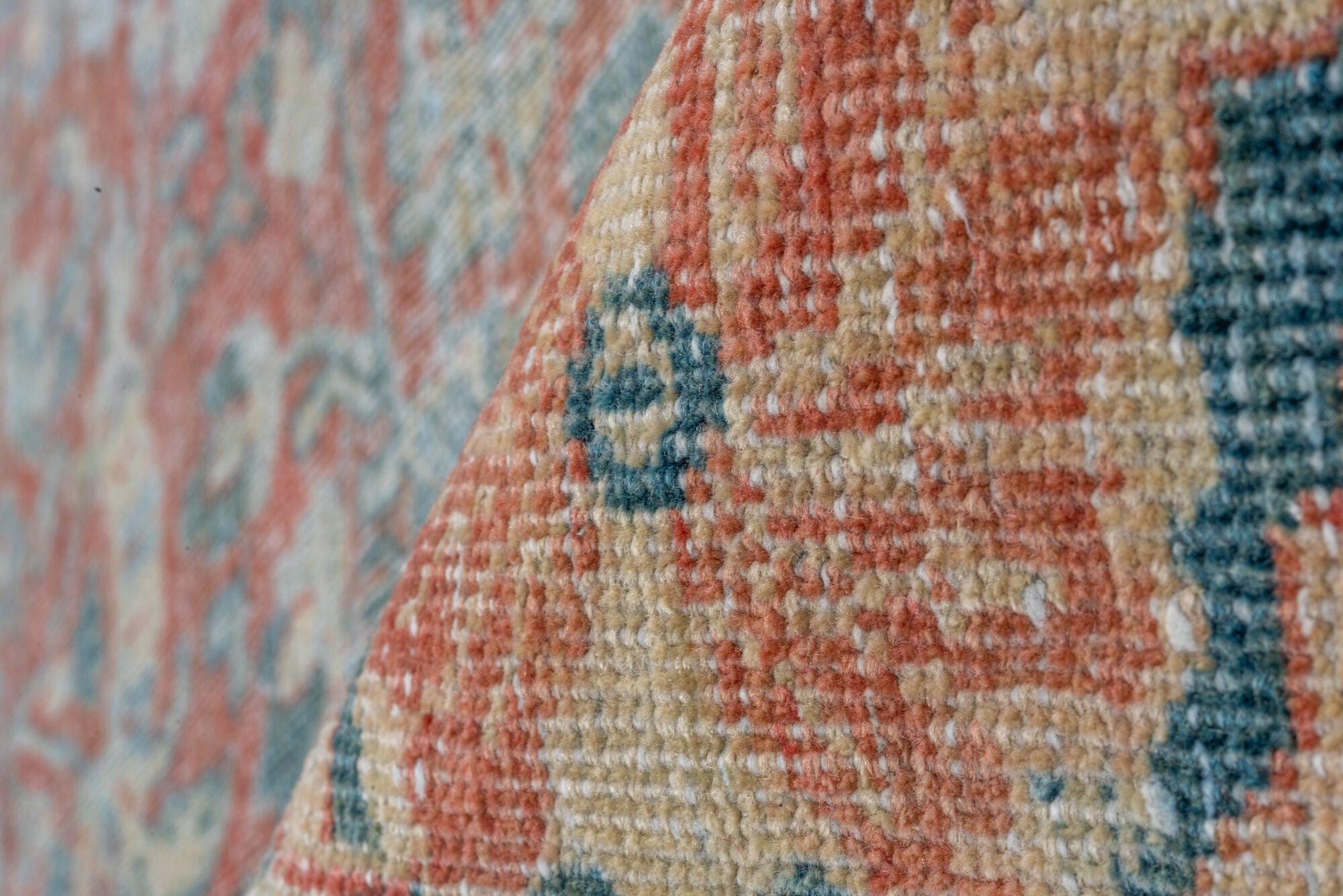 10' x 13' one-of-a-kind handmade vintage Mahal large size rug. Color palette: blue, brown, dark gray, gray, light gray