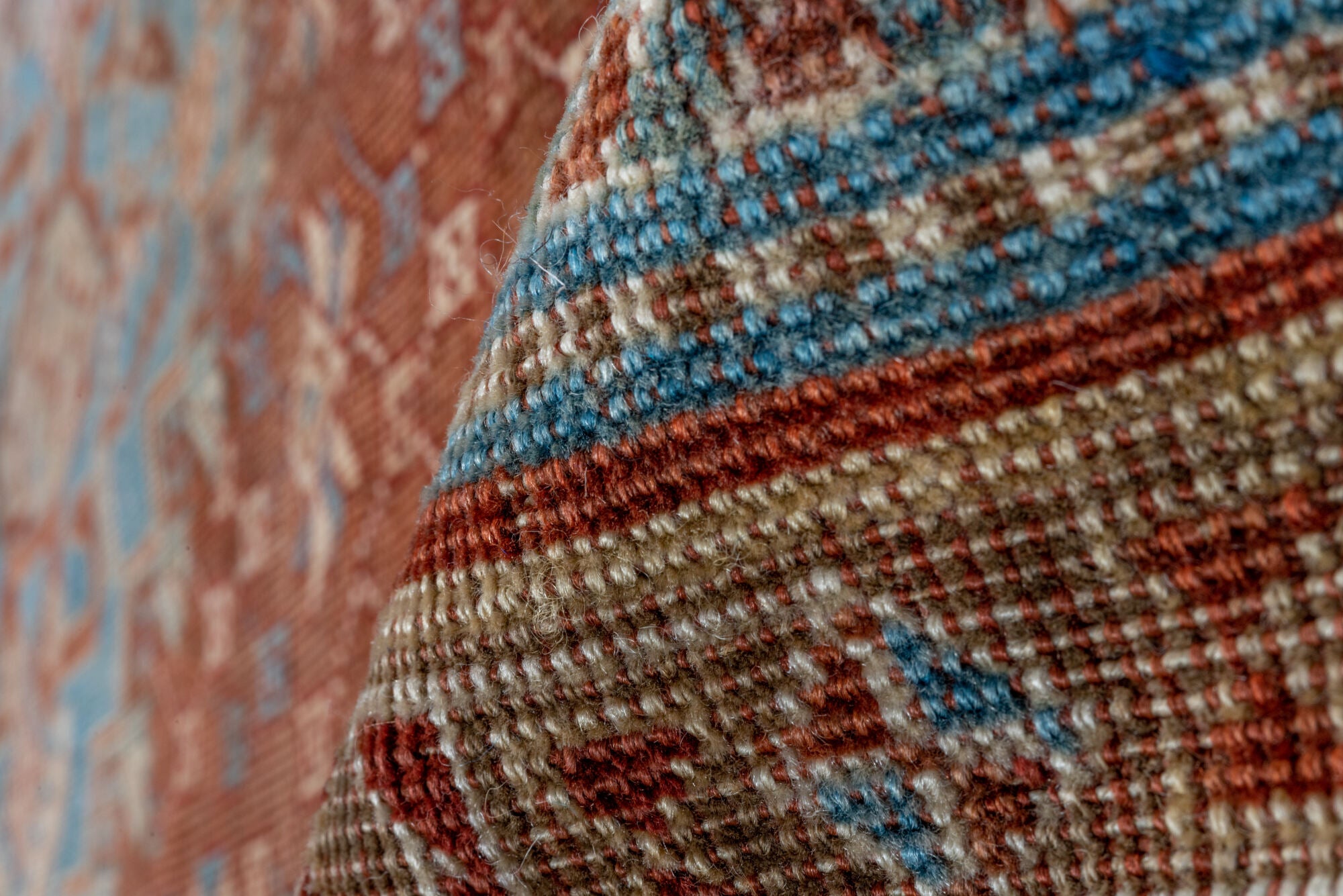 5' x 9' one-of-a-kind handmade vintage Qashqai medium size rug. Color palette: arapawa, blue, brown, dark gray, gray