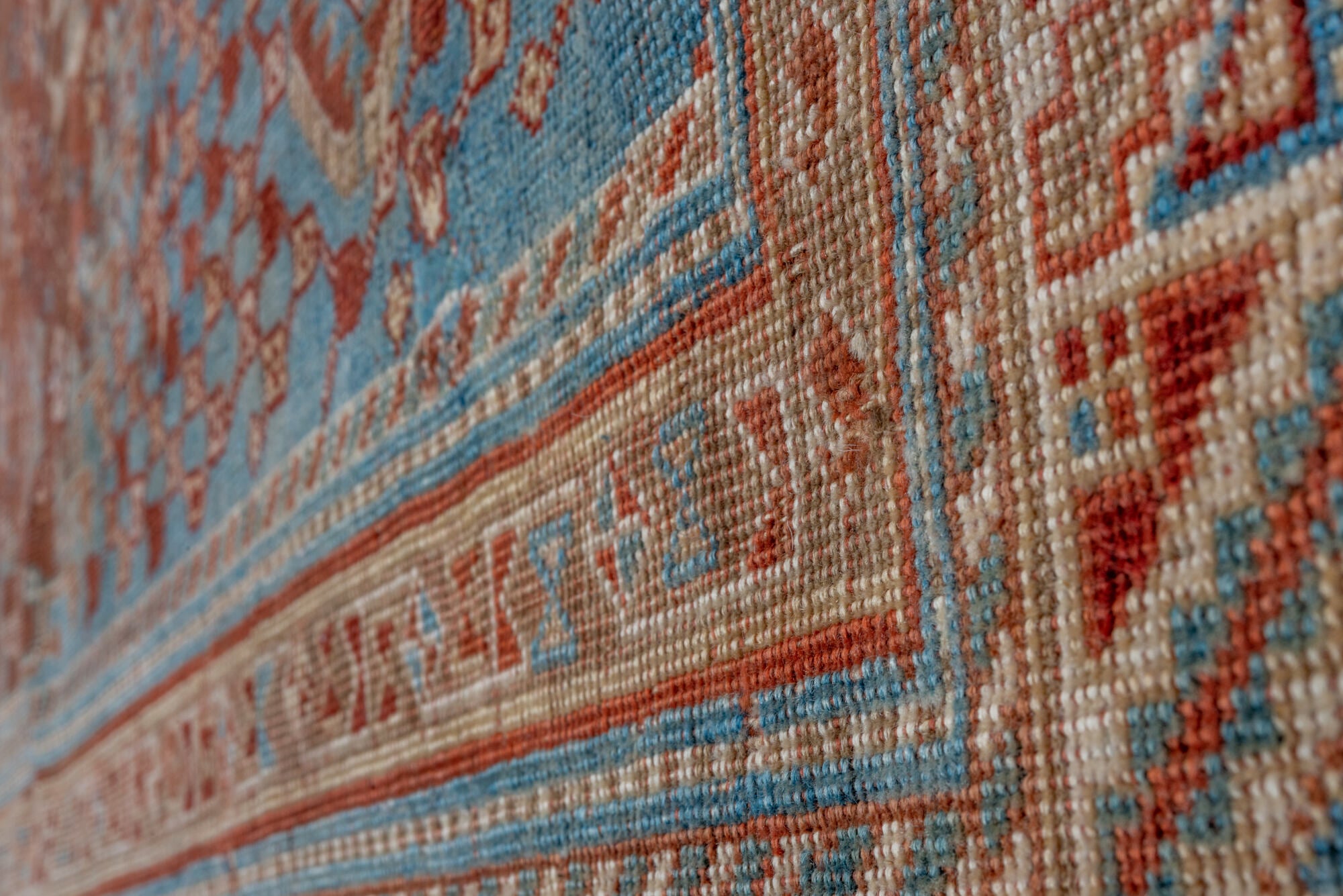 5' x 9' one-of-a-kind handmade vintage Qashqai medium size rug. Color palette: arapawa, blue, brown, dark gray, gray