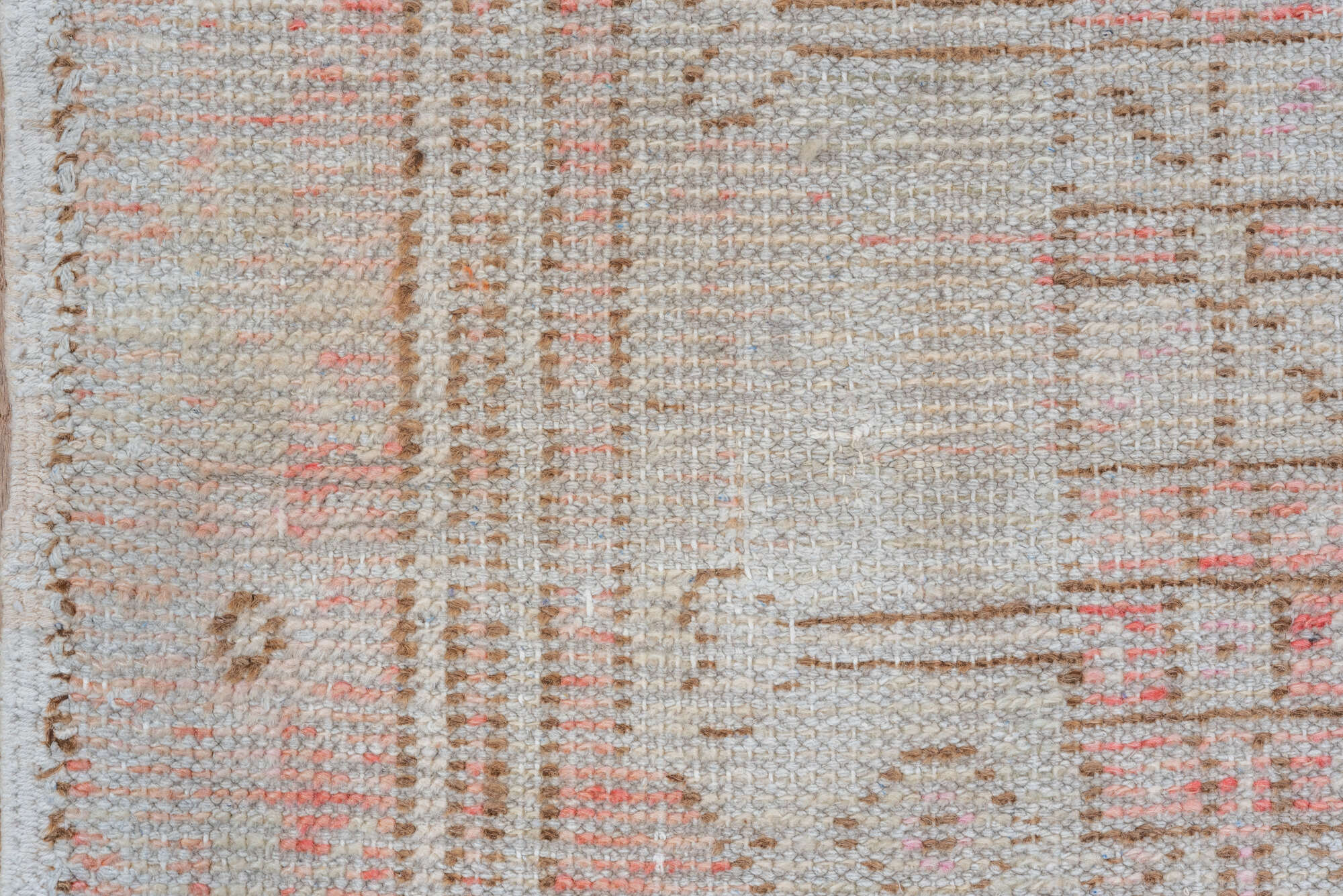 2' x 3' one-of-a-kind handmade vintage Oushak small size rug. Color palette: pink, gray, light gray, off-white, red, silver