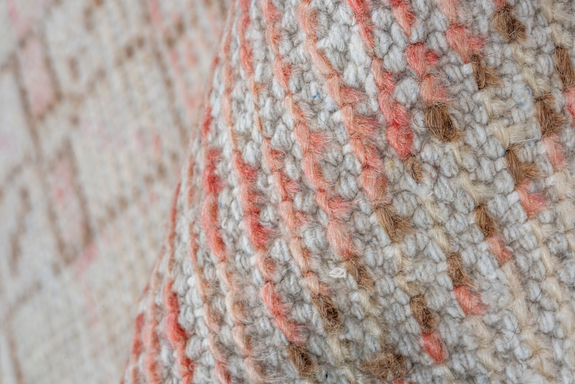 2' x 3' one-of-a-kind handmade vintage Oushak small size rug. Color palette: pink, gray, light gray, off-white, red, silver