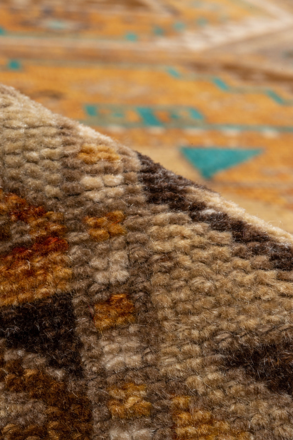 3' x 12' one-of-a-kind handmade vintage Oushak runner rug. Color palette: blue, green, brown, red, gray