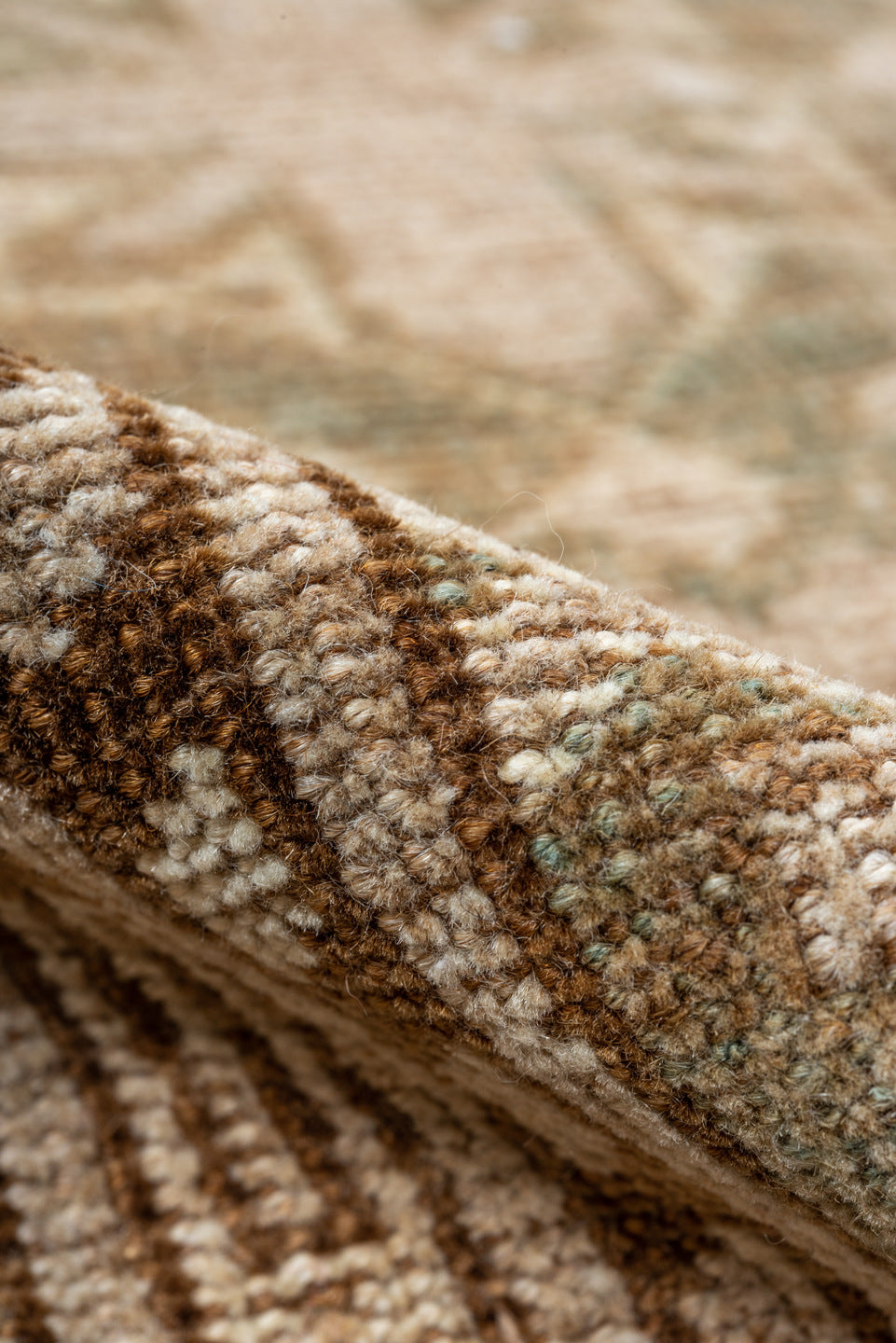 3' x 6' one-of-a-kind handmade vintage Afghan small size rug. Color palette: brown, pink, off-white