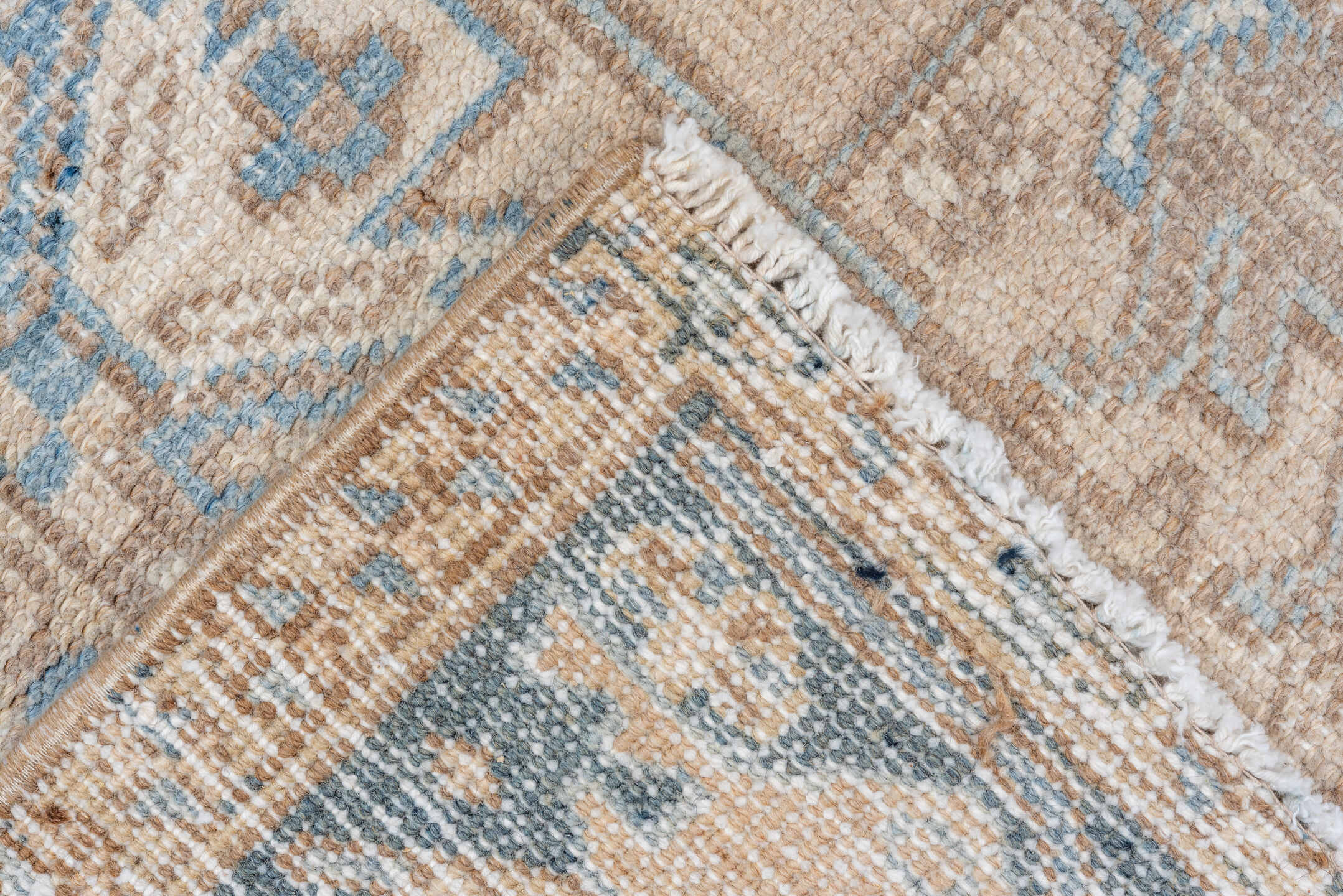6' x 8' one-of-a-kind handmade vintage Heriz medium size rug. Color palette: gray, off-white, light gray, blue, light blue