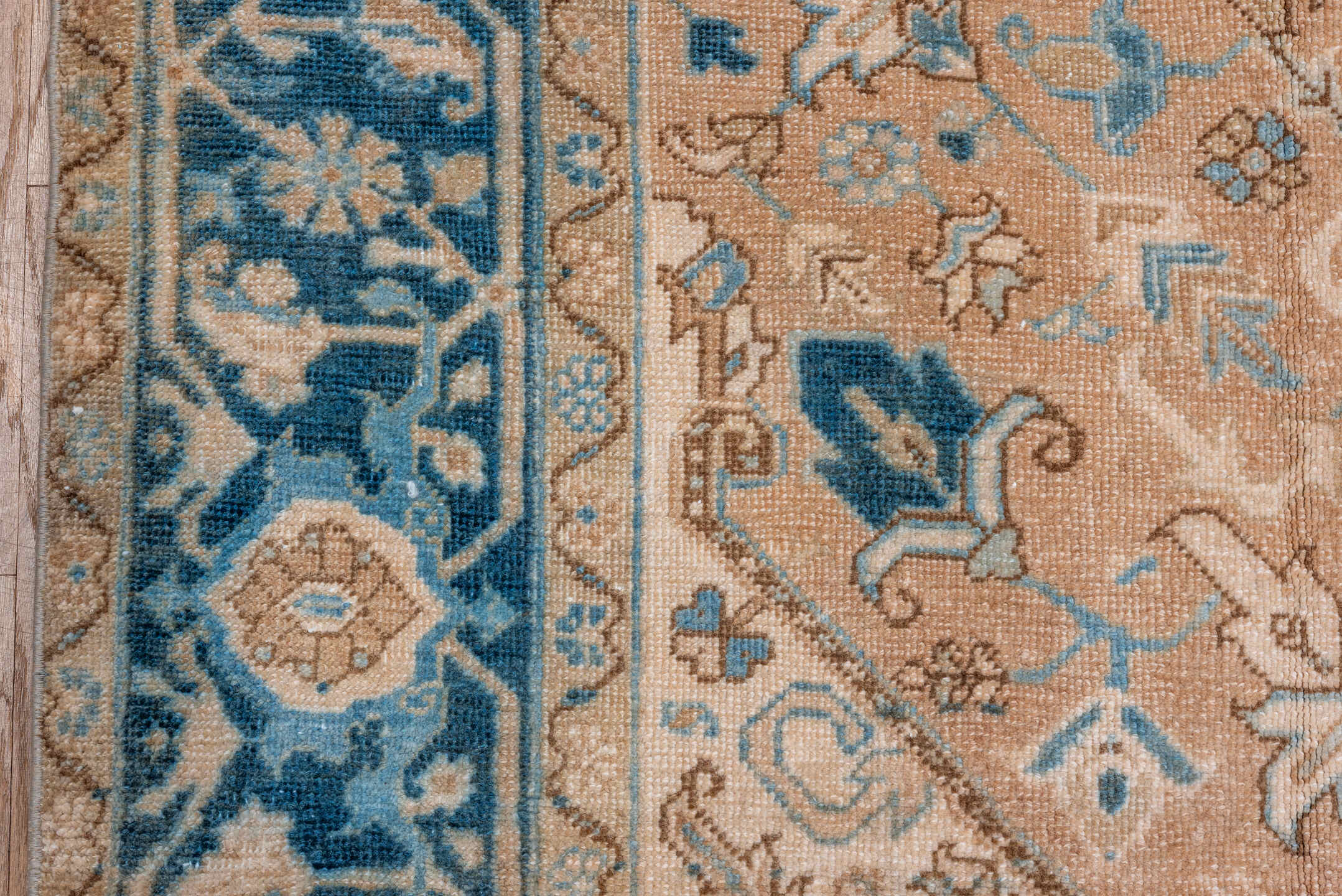 8' x 10' one-of-a-kind handmade vintage Heriz large size rug. Color palette: gray, blue, off-white, pink, orange, brown