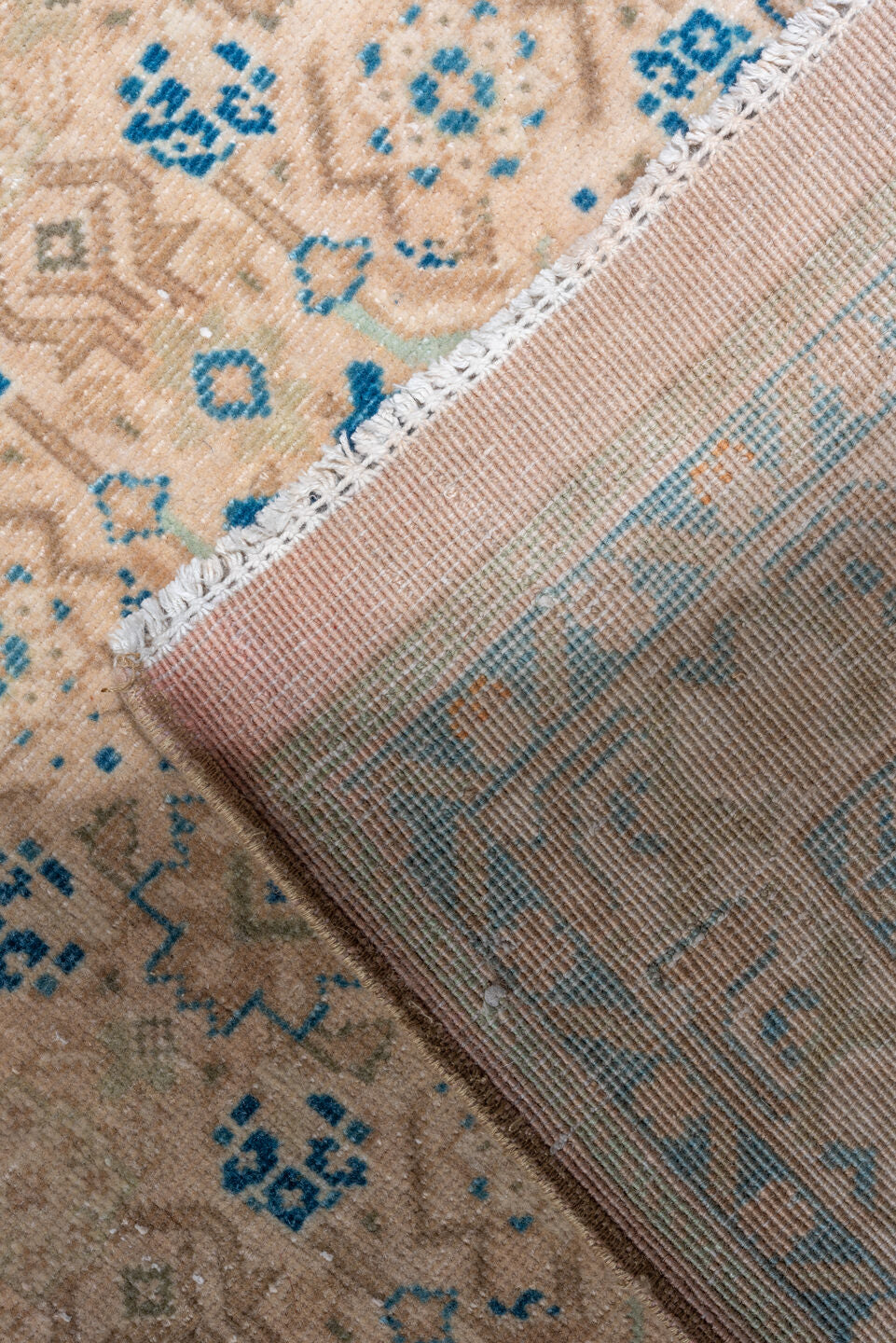 2' x 22' one-of-a-kind handmade vintage Tabriz runner rug. Color palette: gray, brown, light gray, off-white, pink, orange