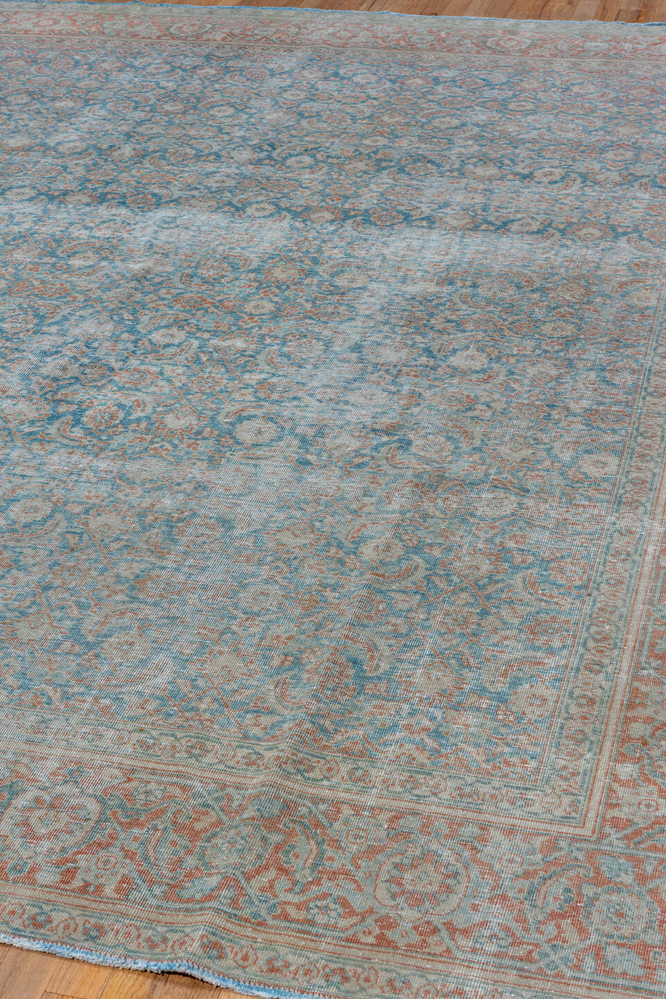 8' x 10' one-of-a-kind handmade vintage Tabriz large size rug. Color palette: gray, blue, light gray, light blue, pink
