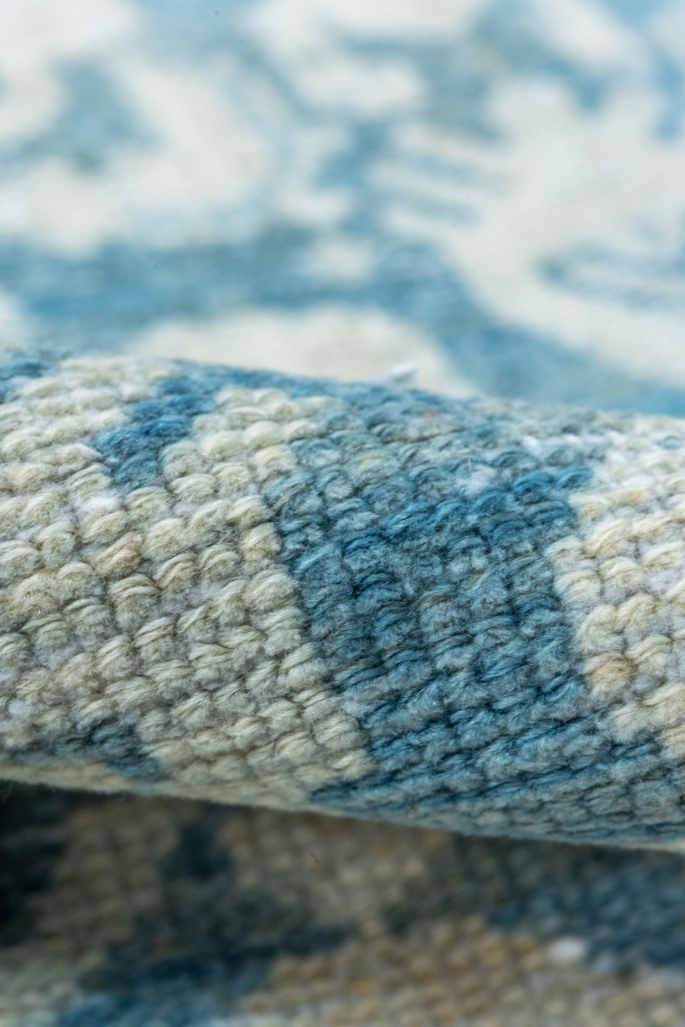 3' x 6' one-of-a-kind handmade vintage Malayer small size rug. Color palette: gray, light gray, off-white, blue, light blue