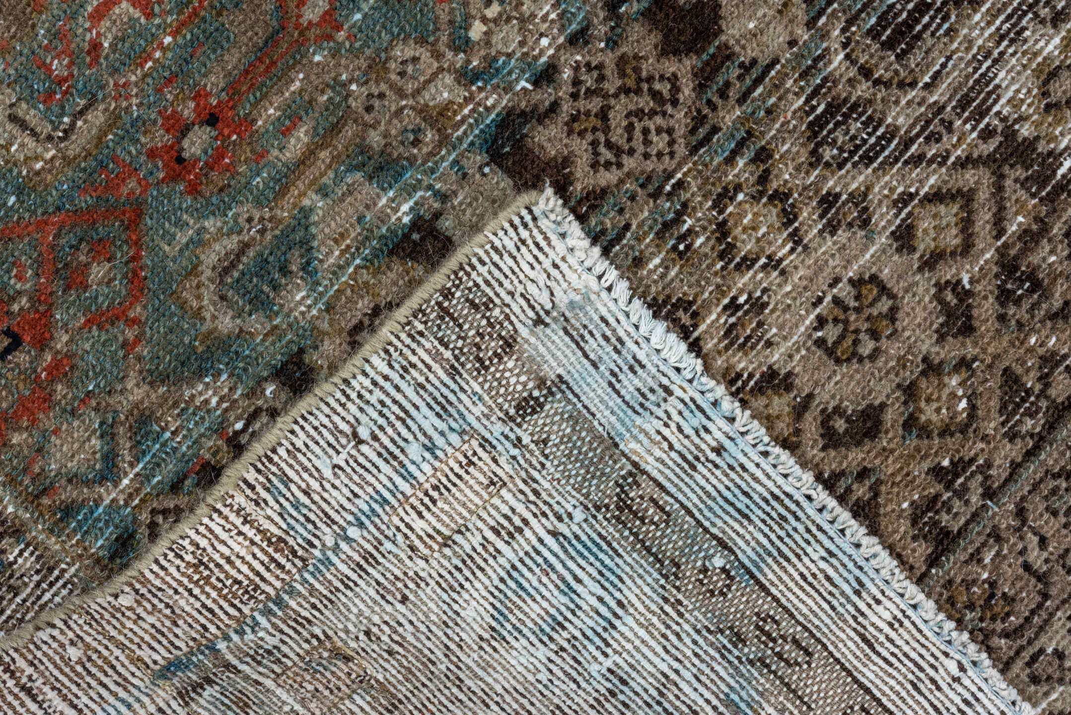 5' x 9' one-of-a-kind handmade vintage Malayer medium size rug. Color palette: gray, black, brown, light gray, off-white