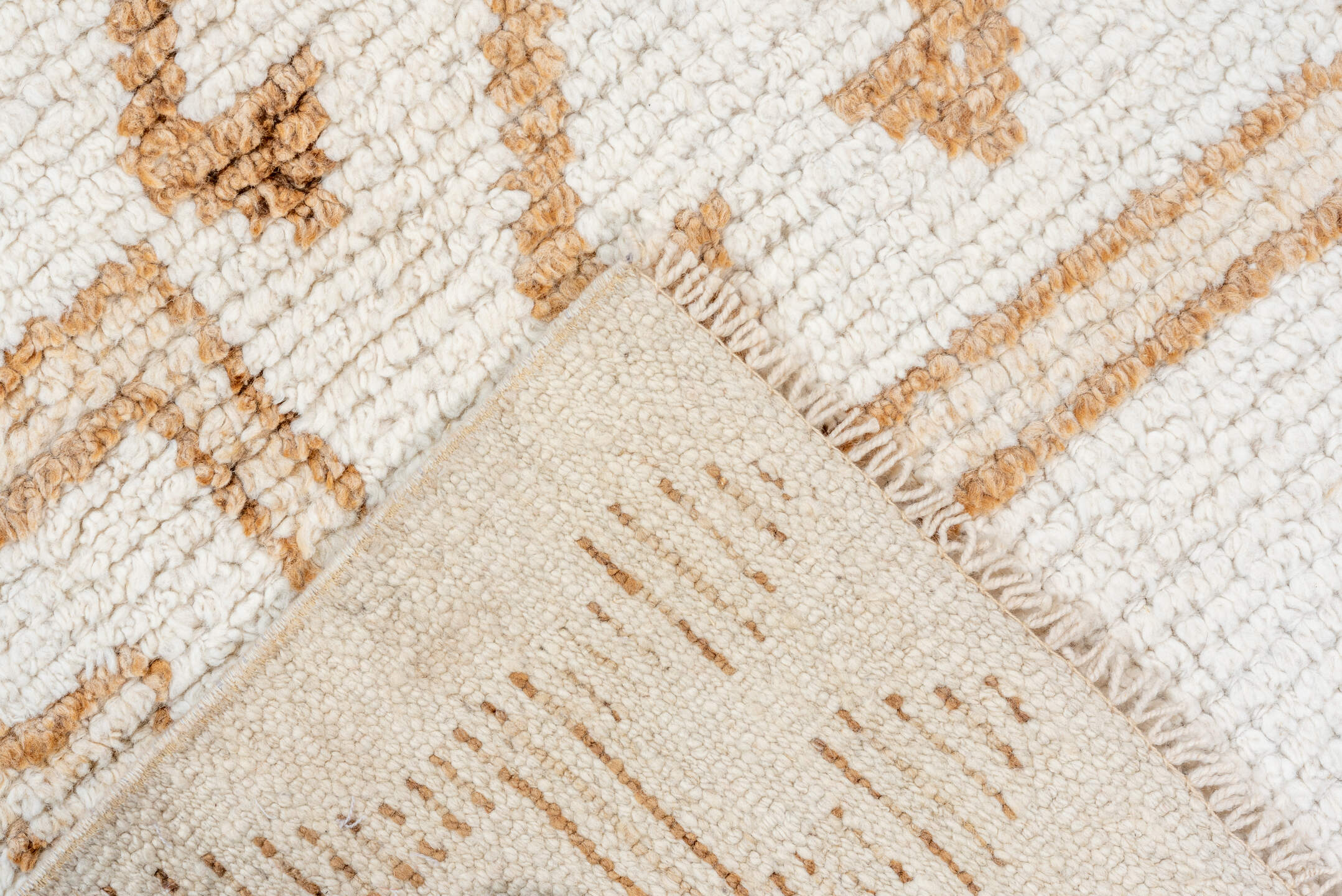 3' x 11' one-of-a-kind handmade vintage Oushak runner rug. Color palette: brown, off-white, gray, light gray, orange