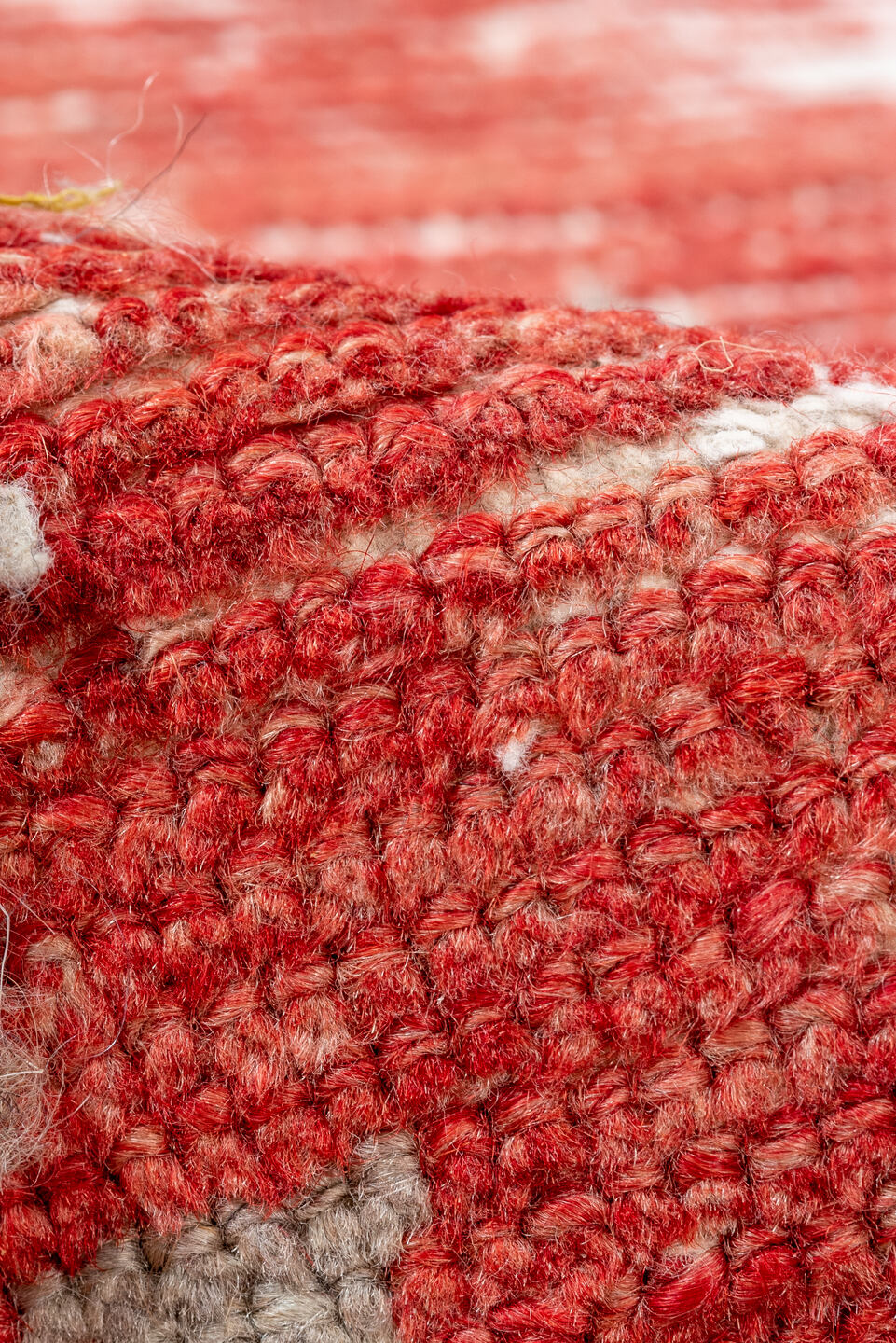 3' x 8' one-of-a-kind handmade vintage Oushak runner rug. Color palette: gray, pink, red, brown, light gray, off-white