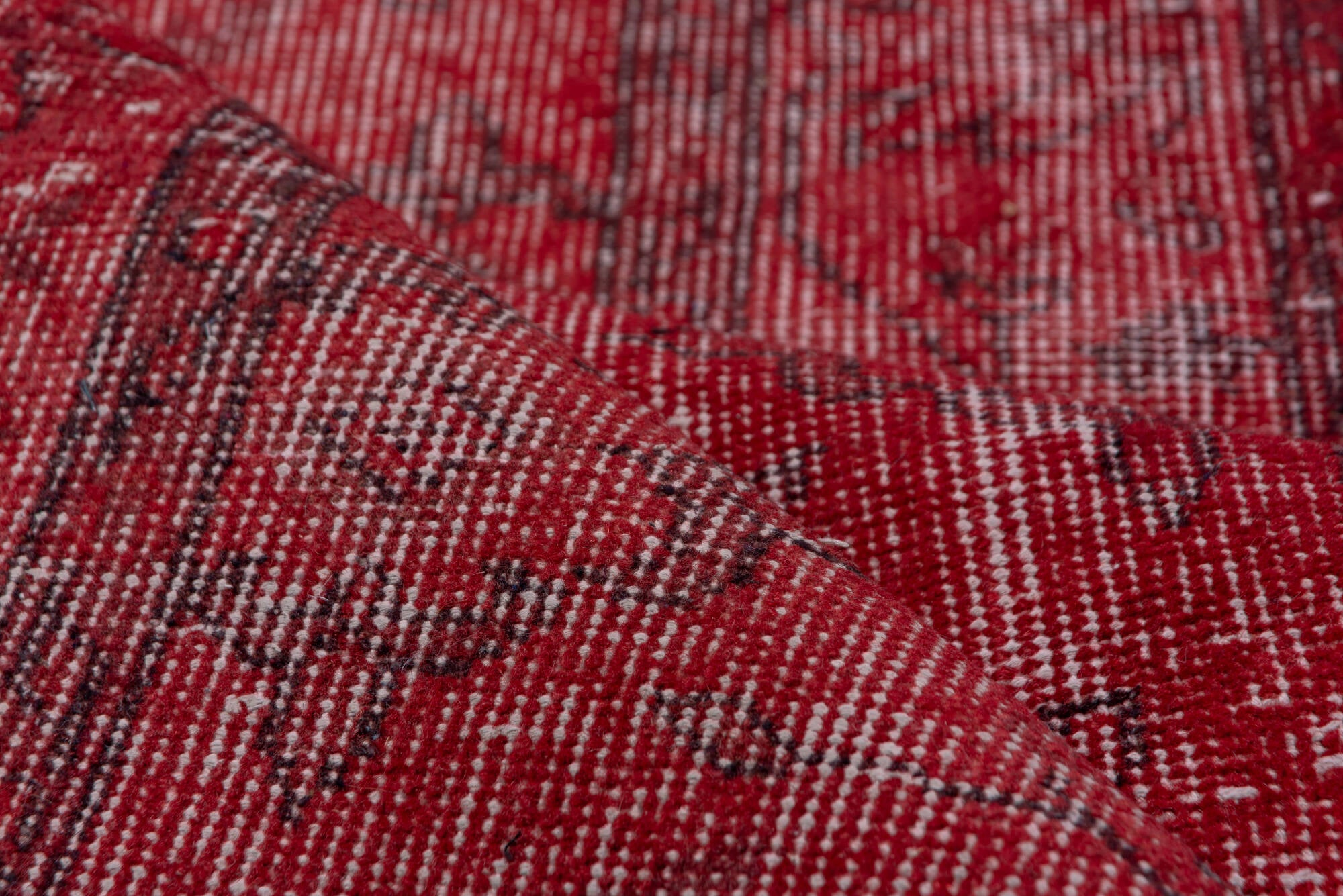 3' x 10' one-of-a-kind handmade vintage Overdyed runner rug. Color palette: brown, off-white, orange, pink, red, wine