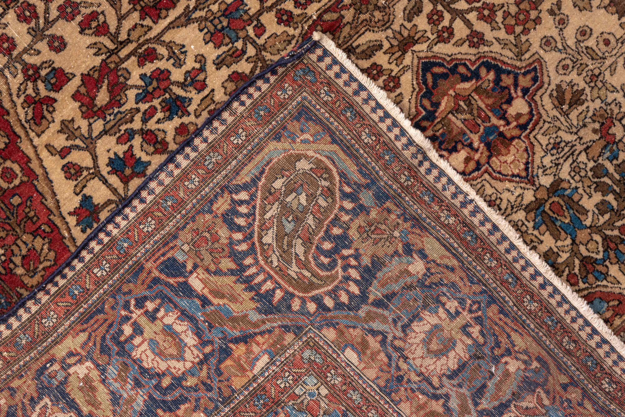 4' x 6' one-of-a-kind handmade vintage Mohtasham Kashan small size rug. Color palette: black, brown, gray, off-white, pink