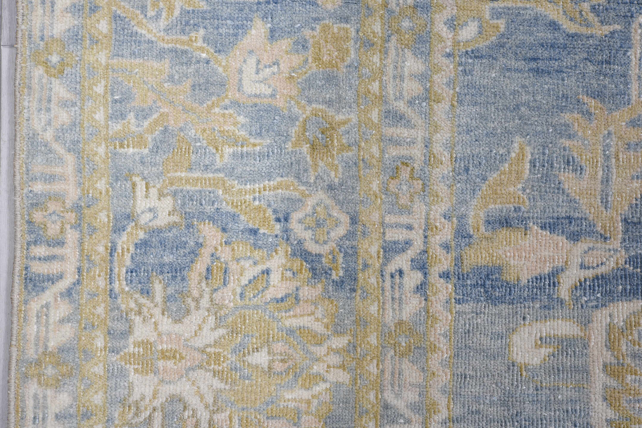 7' x 10' one-of-a-kind handmade vintage Heriz large size rug. Color palette: gray, blue, black, light gray, off-white