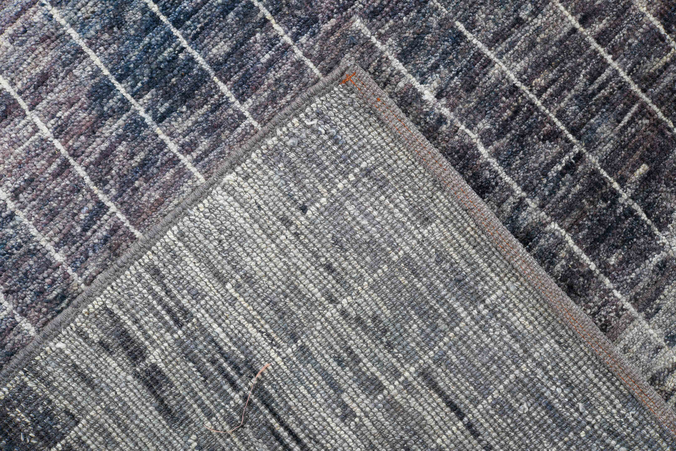 9' x 12' one-of-a-kind handmade vintage Tulu large size rug. Color palette: black, blue, charcoal, dark gray, dim gray