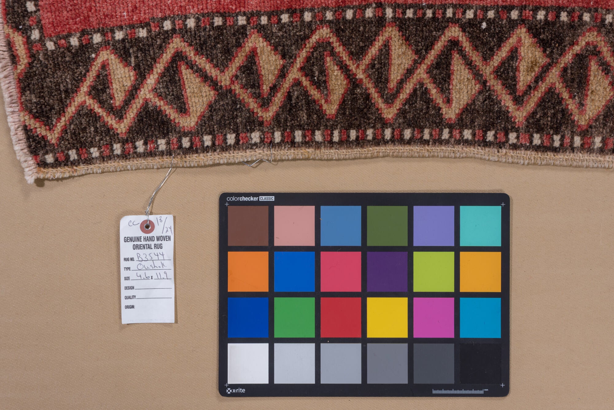 4' x 11' one-of-a-kind handmade vintage Oushak runner rug. Color palette: brown, gray, indian red, light gray, off-white