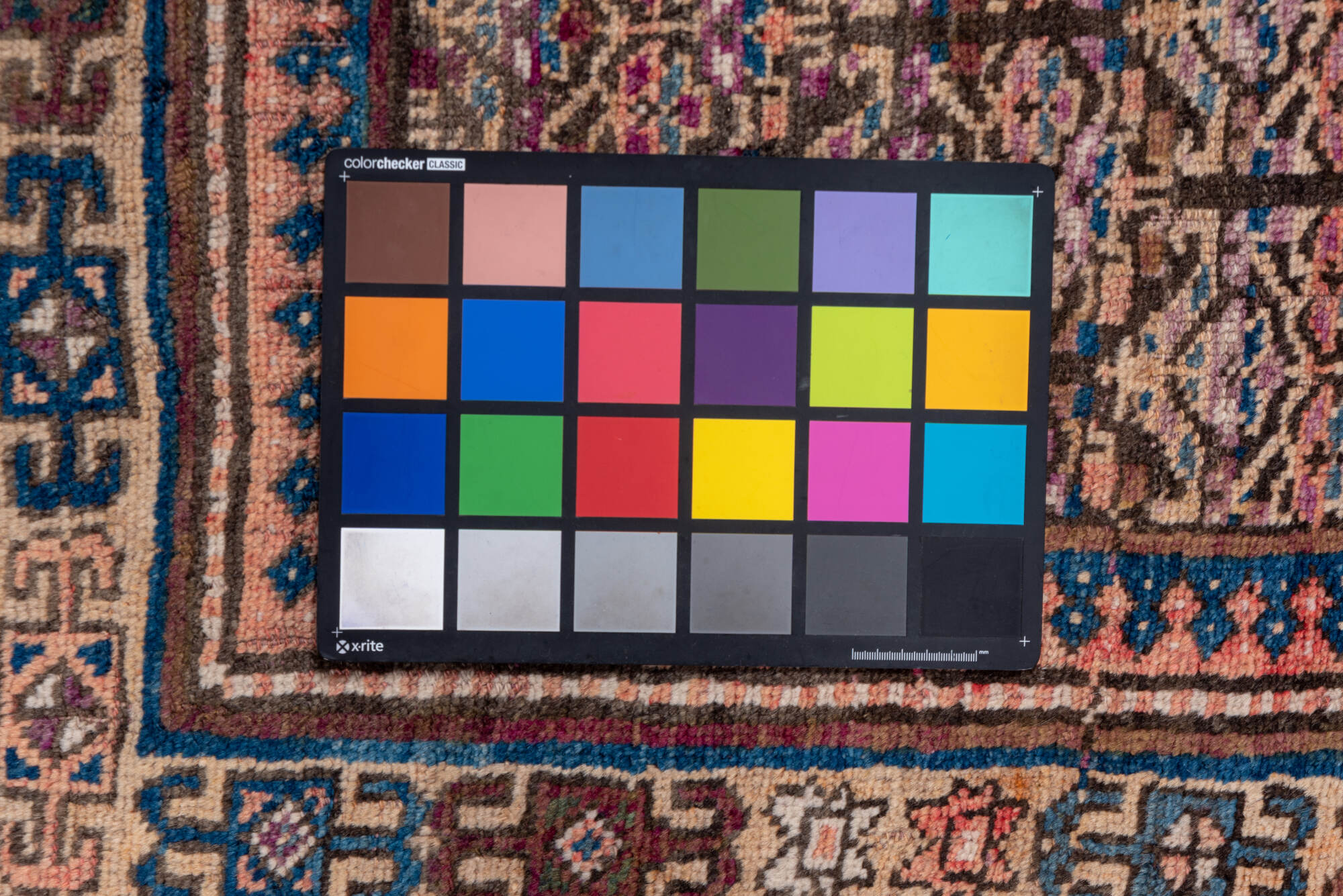 3' x 6' one-of-a-kind handmade vintage Kurd small size rug. Color palette: blue, brown, fiord, gray, pink, redwood