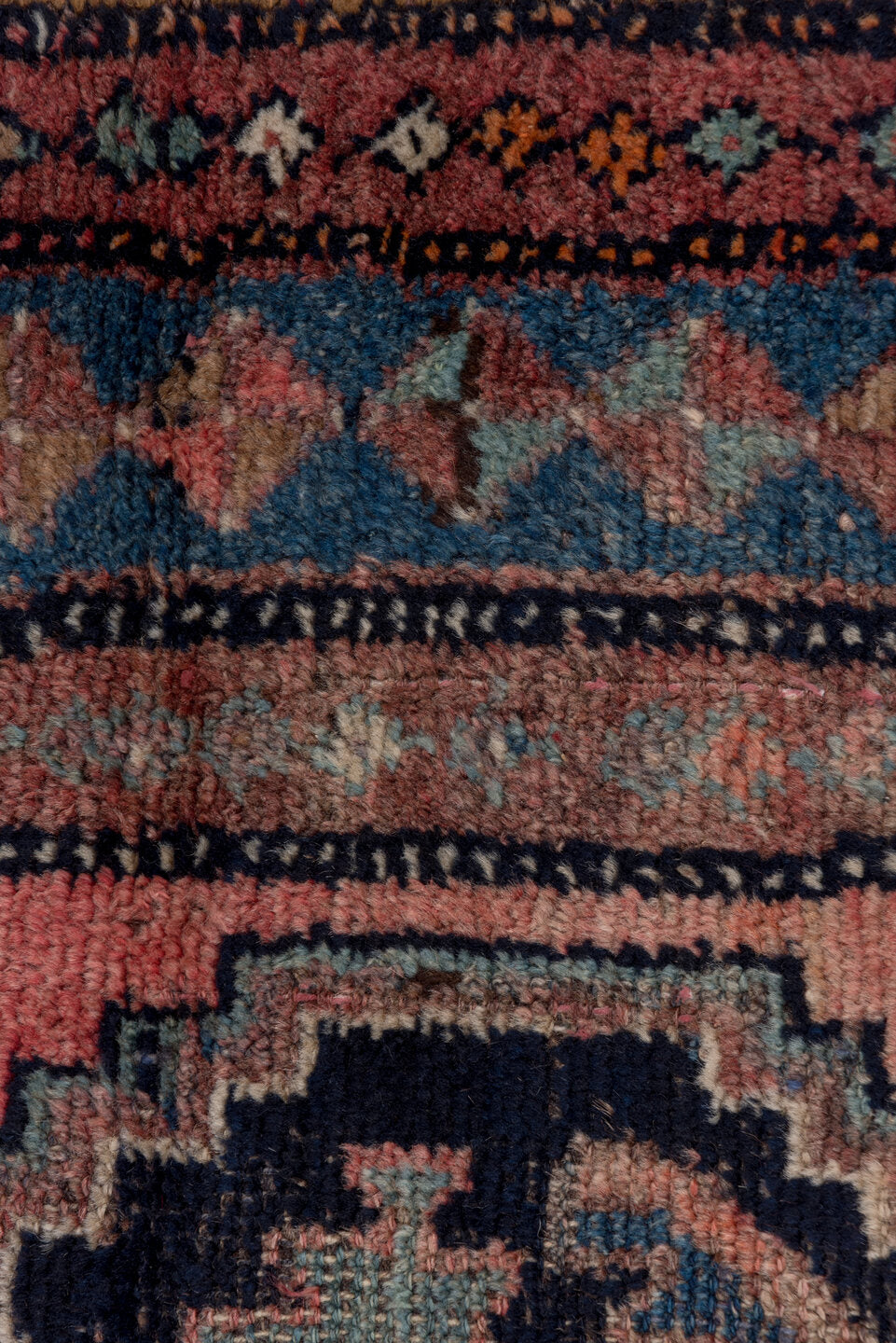 3' x 6' one-of-a-kind handmade vintage Malayer small size rug. Color palette: gray, blue, pink, brown, red, black, wine