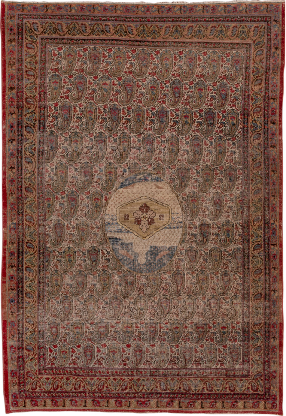 3' x 5' one-of-a-kind handmade vintage Lavar small size rug. Color palette: brown, gray, pink, red