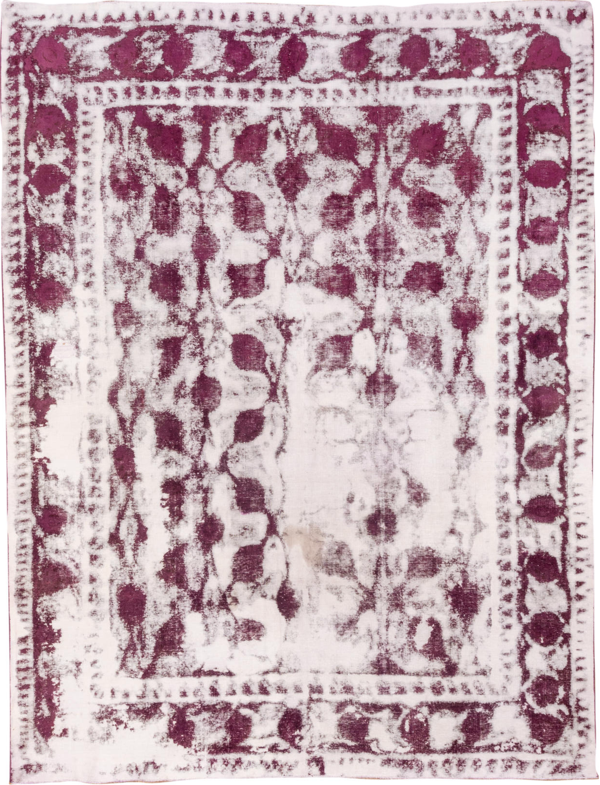 9' x 12' one-of-a-kind handmade vintage Overdyed large size rug. Color palette: brown, gray, light gray, linen, misty rose