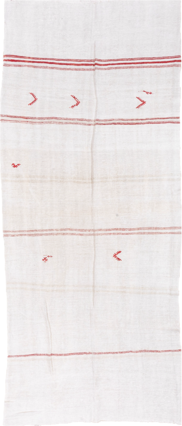 5' x 12' one-of-a-kind handmade vintage Hemp Kilim rug. Color palette: brown, floral white, gainsboro, ghost white, gray