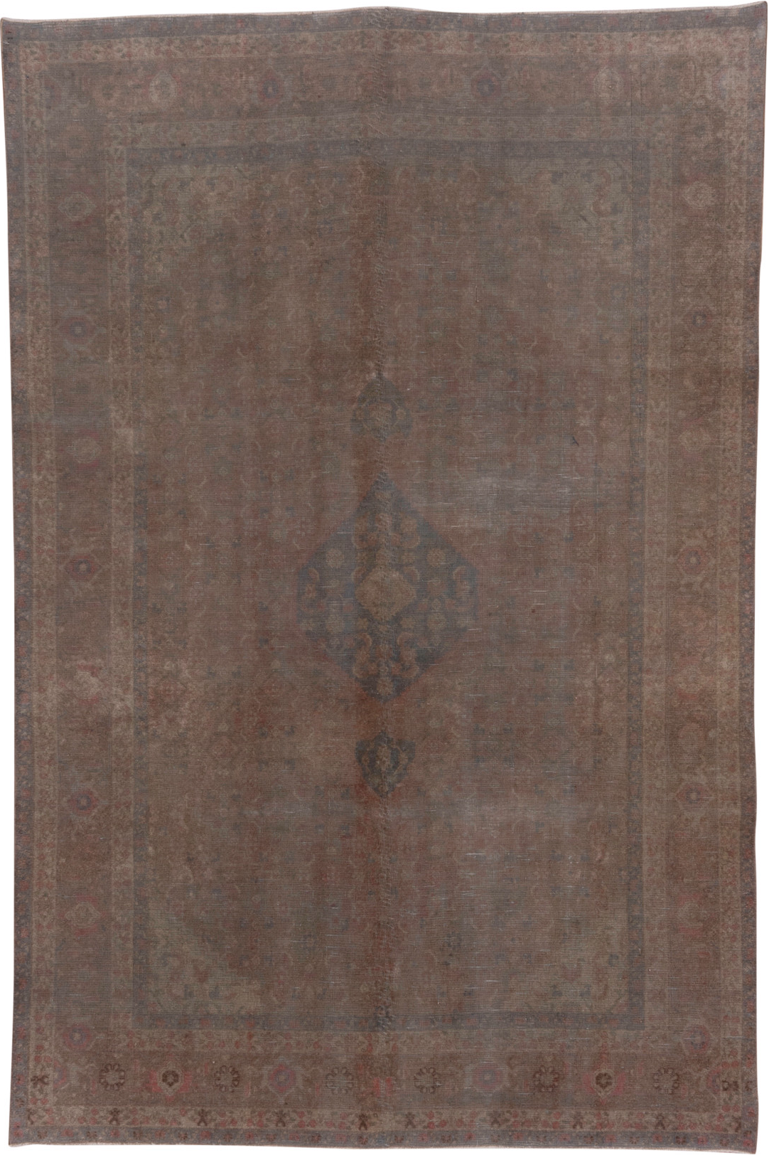 6' x 9' one-of-a-kind handmade vintage Tabriz medium size rug. Color palette: black, brown, gray, pink