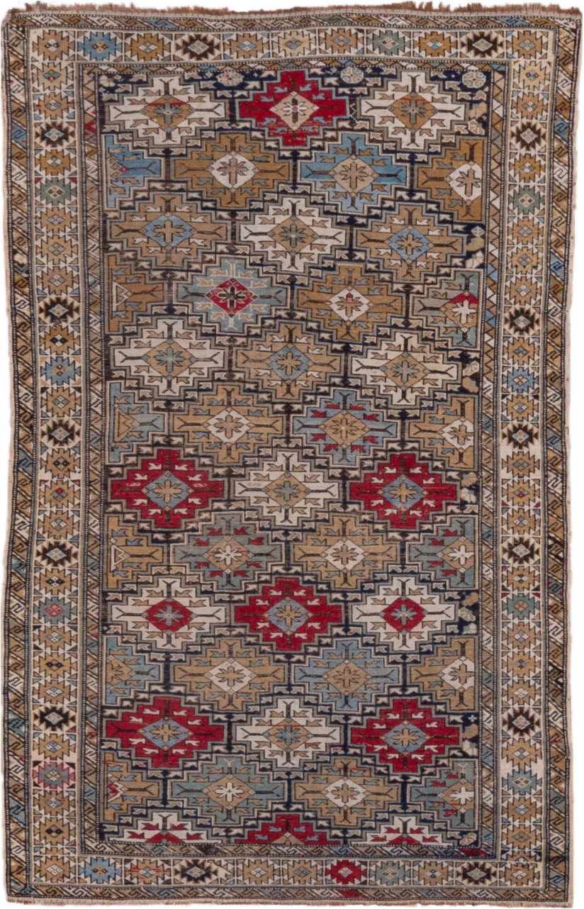 3' x 6' one-of-a-kind handmade vintage Shirvan small size rug. Color palette: black, brown, charcoal, dim gray, gray