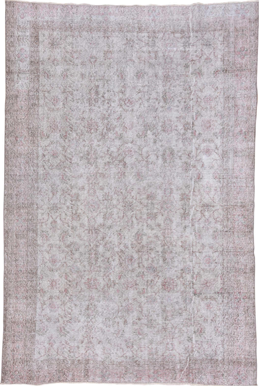 6' x 9' one-of-a-kind handmade vintage Overdyed medium size rug. Color palette: dark gray, dim gray, gainsboro, gray