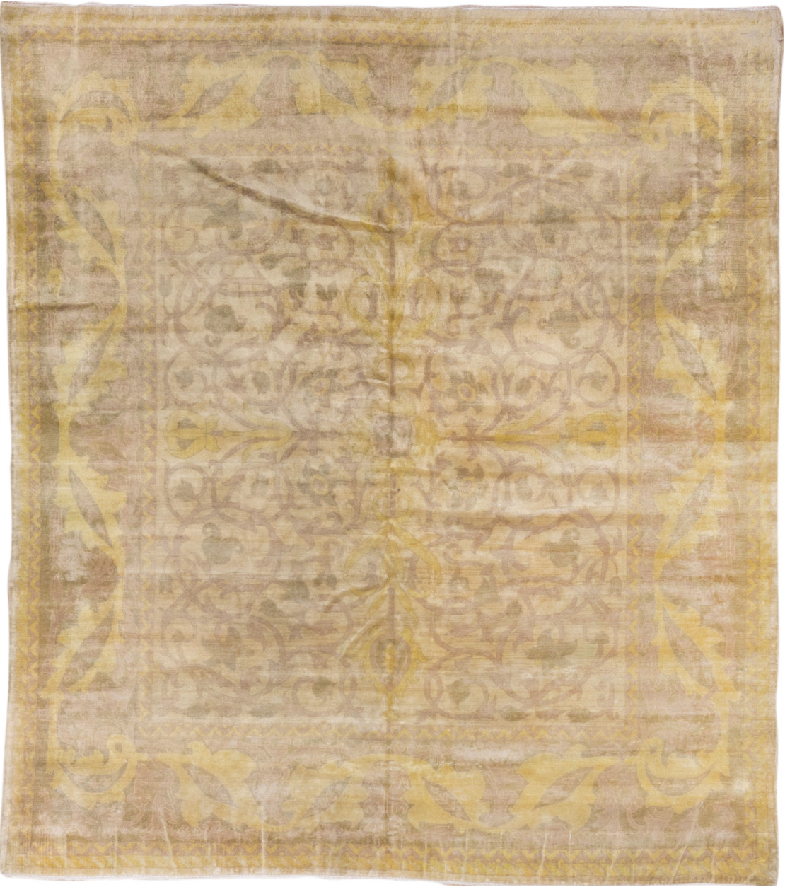 6' x 7' one-of-a-kind handmade vintage Sivas rug. Color palette: brown, burlywood, gainsboro, gray, light gray, off-white