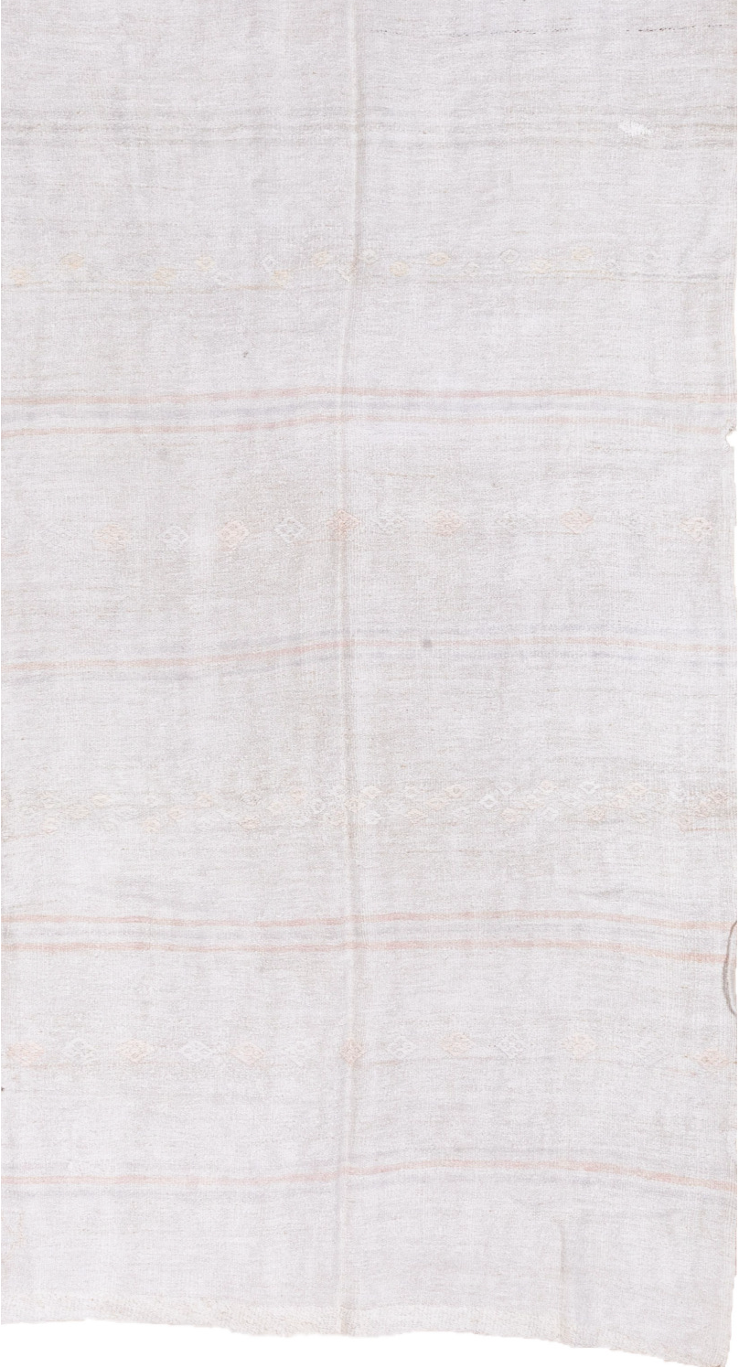 5' x 9' one-of-a-kind handmade vintage Hemp Kilim medium size rug. Color palette: gainsboro, ghost white, gray