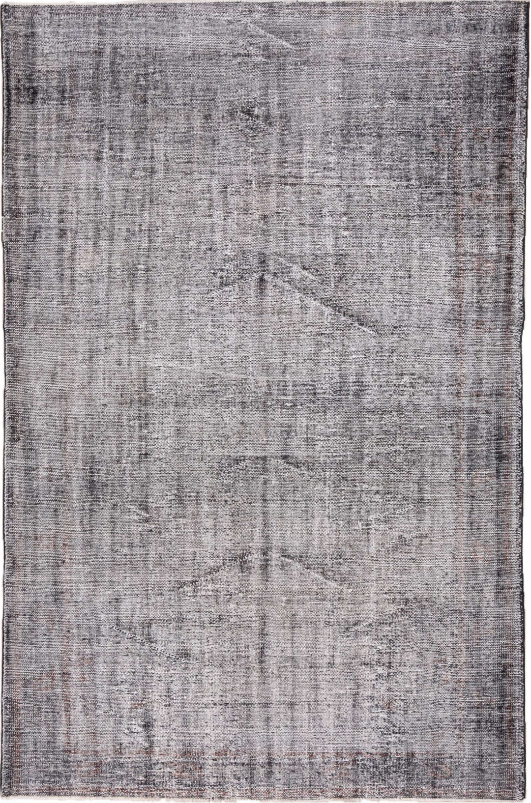 6' x 9' one-of-a-kind handmade vintage Overdyed medium size rug. Color palette: black, charcoal, dark gray, dim gray