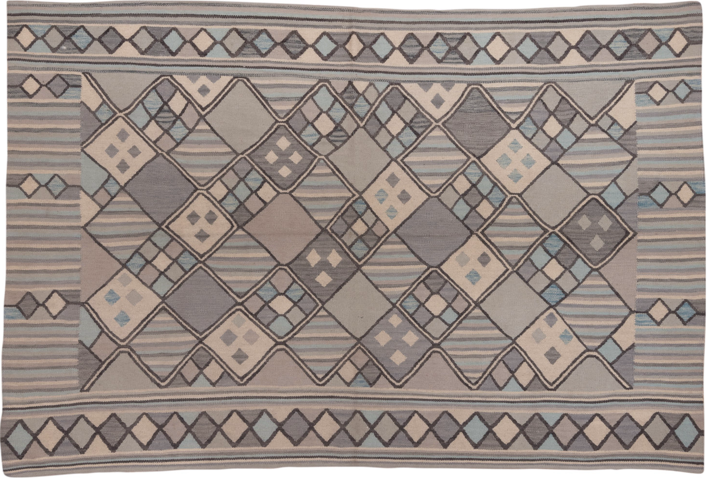 6' x 9' one-of-a-kind handmade vintage Kilim medium size rug. Color palette: brown, dark gray, dim gray, gray, light gray