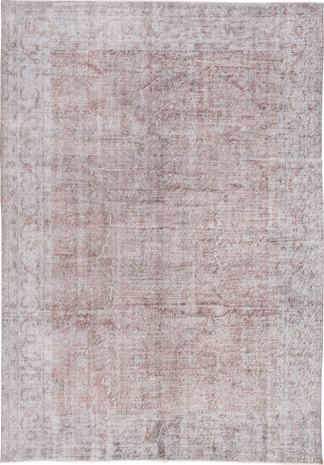 6' x 9' one-of-a-kind handmade vintage Overdyed medium size rug. Color palette: dark gray, gainsboro, gray, light gray