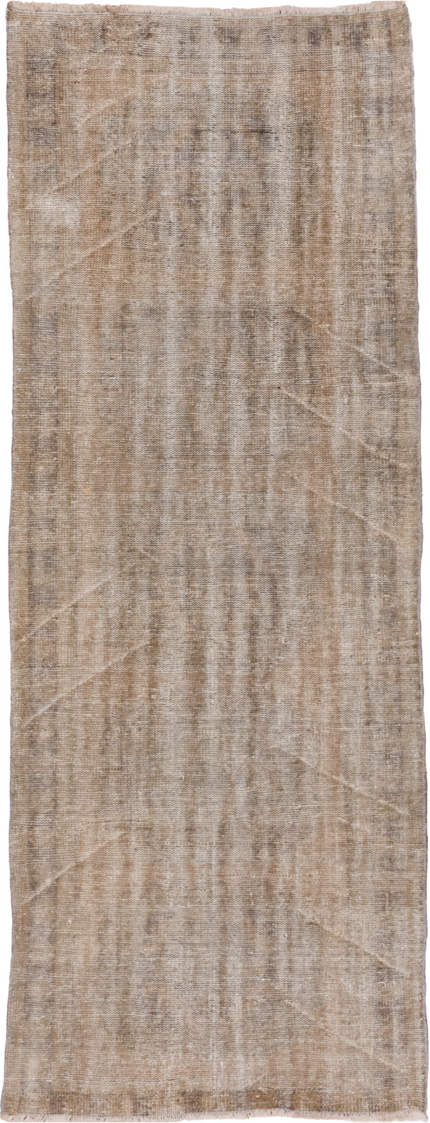 3' x 10' one-of-a-kind handmade vintage Oushak runner rug. Color palette: gray, light gray, off-white, white, snow