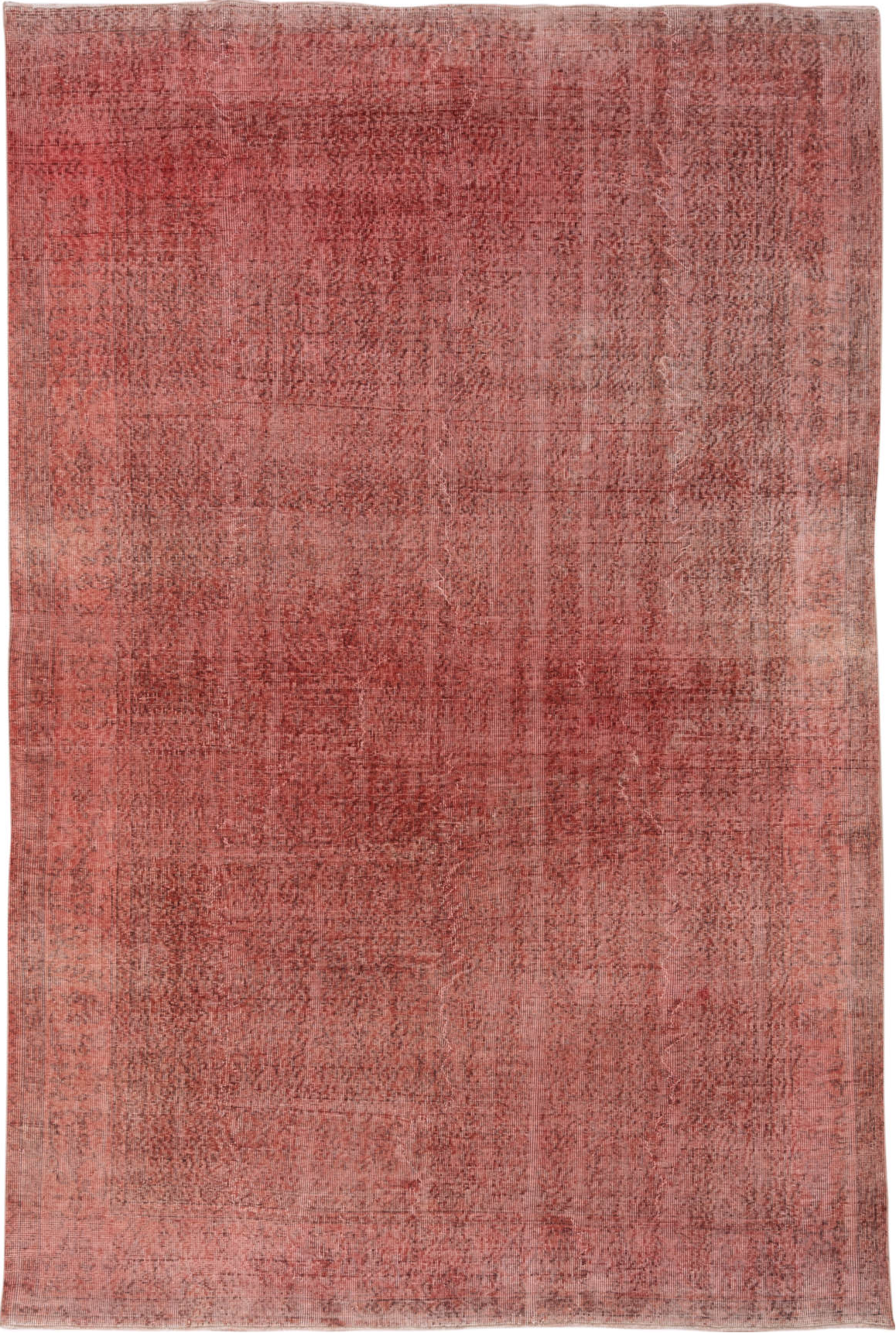 6' x 9' one-of-a-kind handmade vintage Overdyed medium size rug. Color palette: brown, pink, red