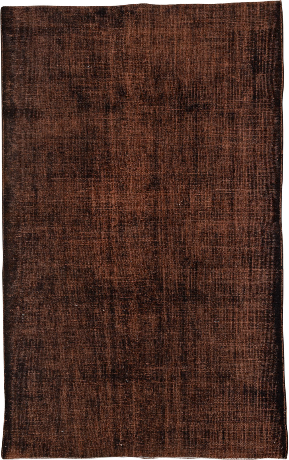 5' x 9' one-of-a-kind handmade vintage Overdyed medium size rug. Color palette: black, brown, gray, light gray, off-white